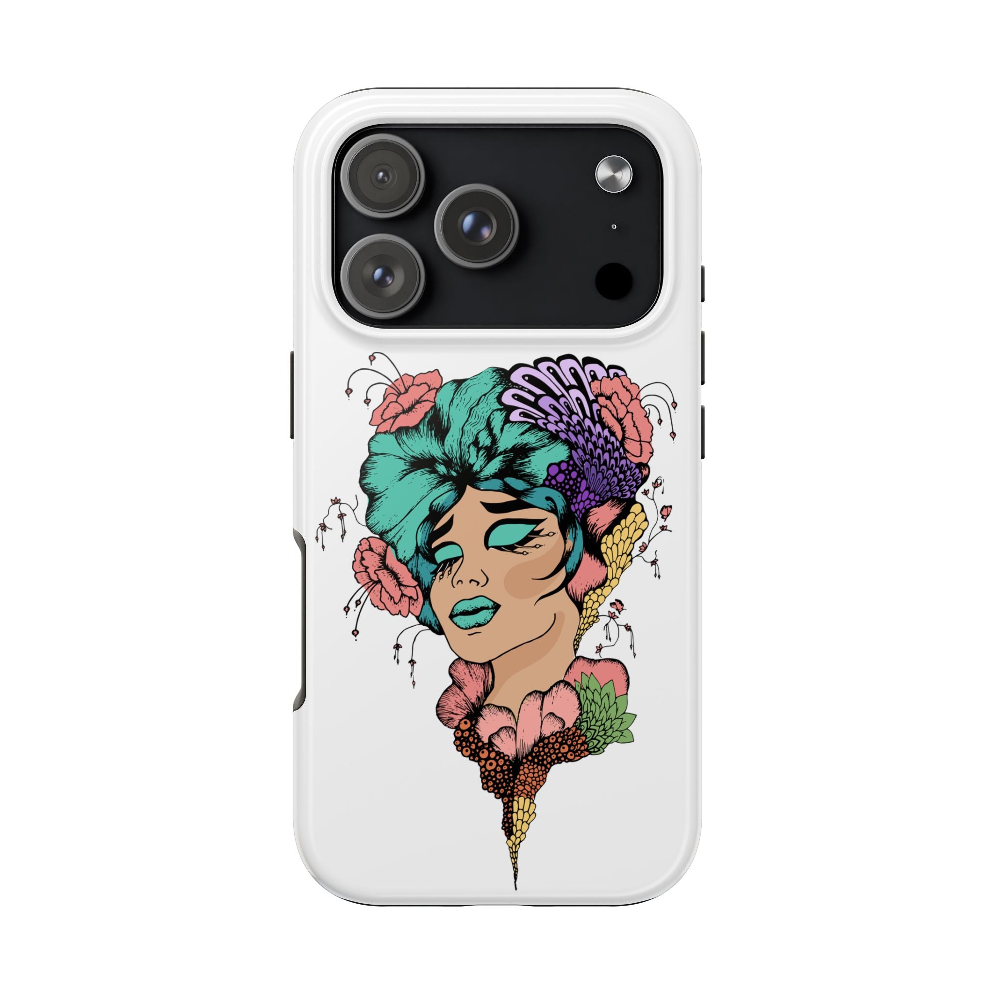 Tough Phone Case — Floral Pop Art Portrait Protective Cover