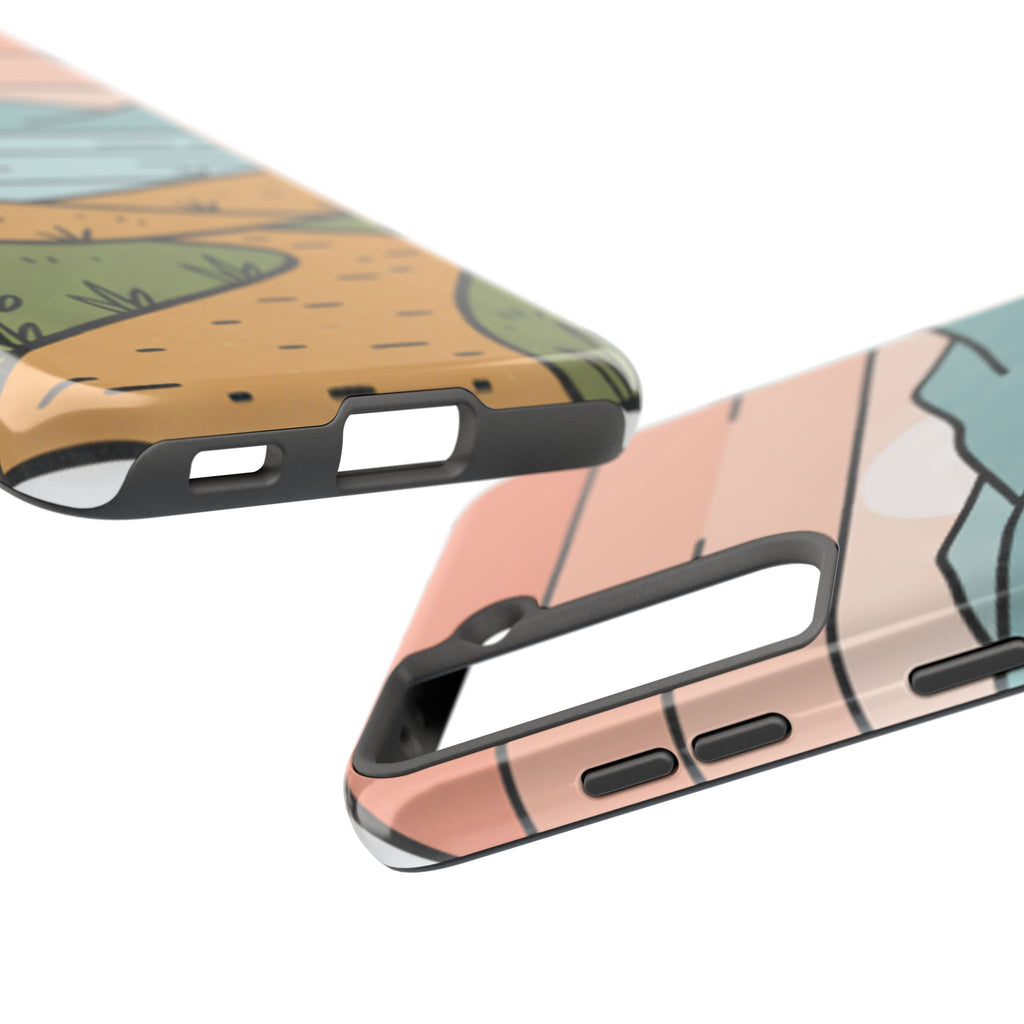 Scenic Path Tough Phone Case — Pastel Lake & Mountain Protective Cover