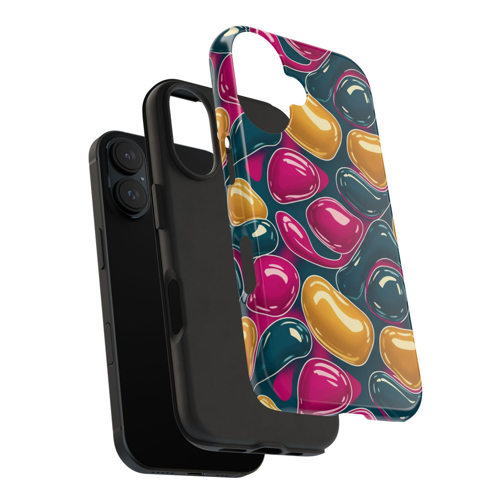 Abstract Colorful Blob Phone Case — Bold Teal, Magenta & Gold Protective Cover