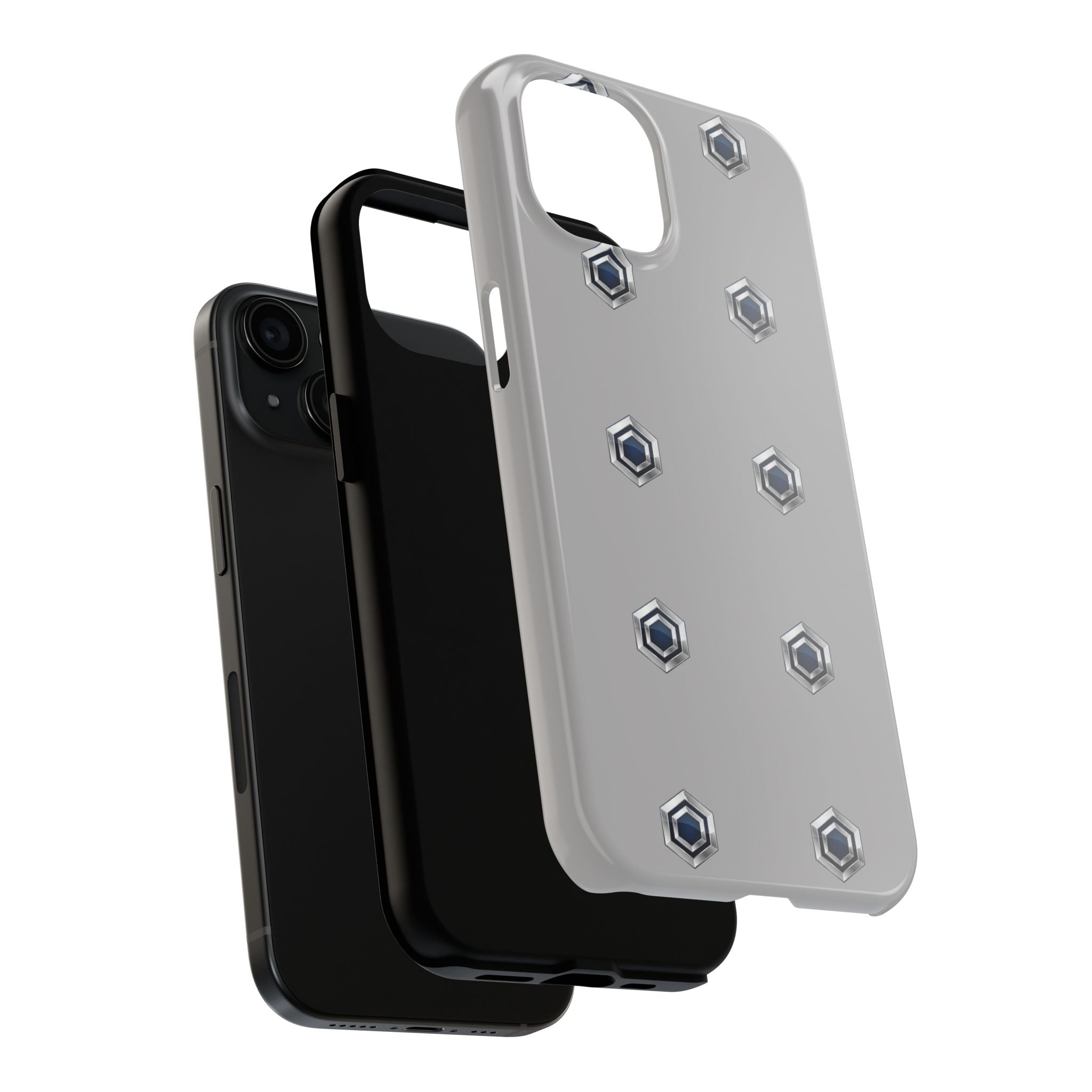 Tough Phone Case — Minimal Hex Rivet Armor (Gray)