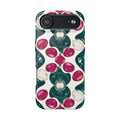 Floral Jewel Pattern Tough Phone Case — Teal & Fuchsia Protective Cover