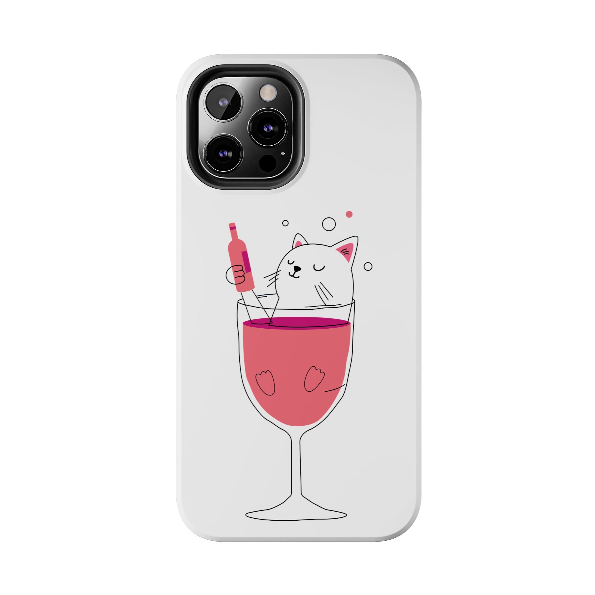 Cat Wine Phone Case — Cute Cat in Wine Glass Protective Case