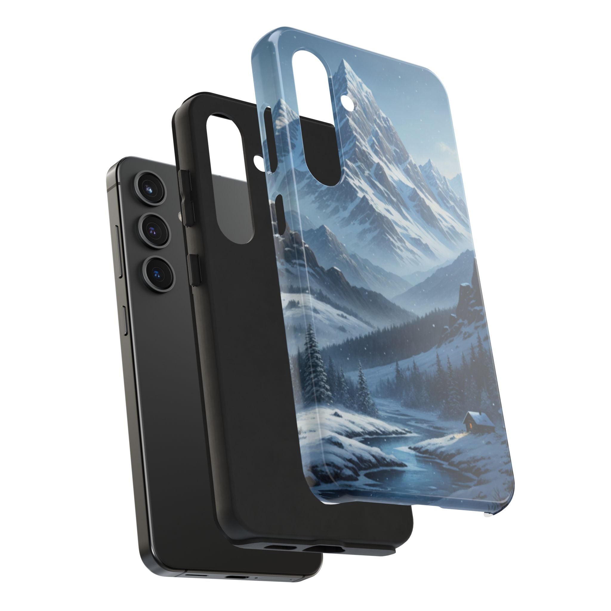 Tough Phone Case — Snowy Mountain Cabin Landscape Protective Phone Cover