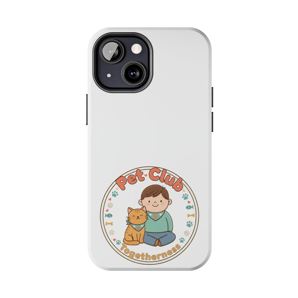 Pet Club Tough Phone Case — Cute Boy & Cat Illustration, "Togetherness" Design