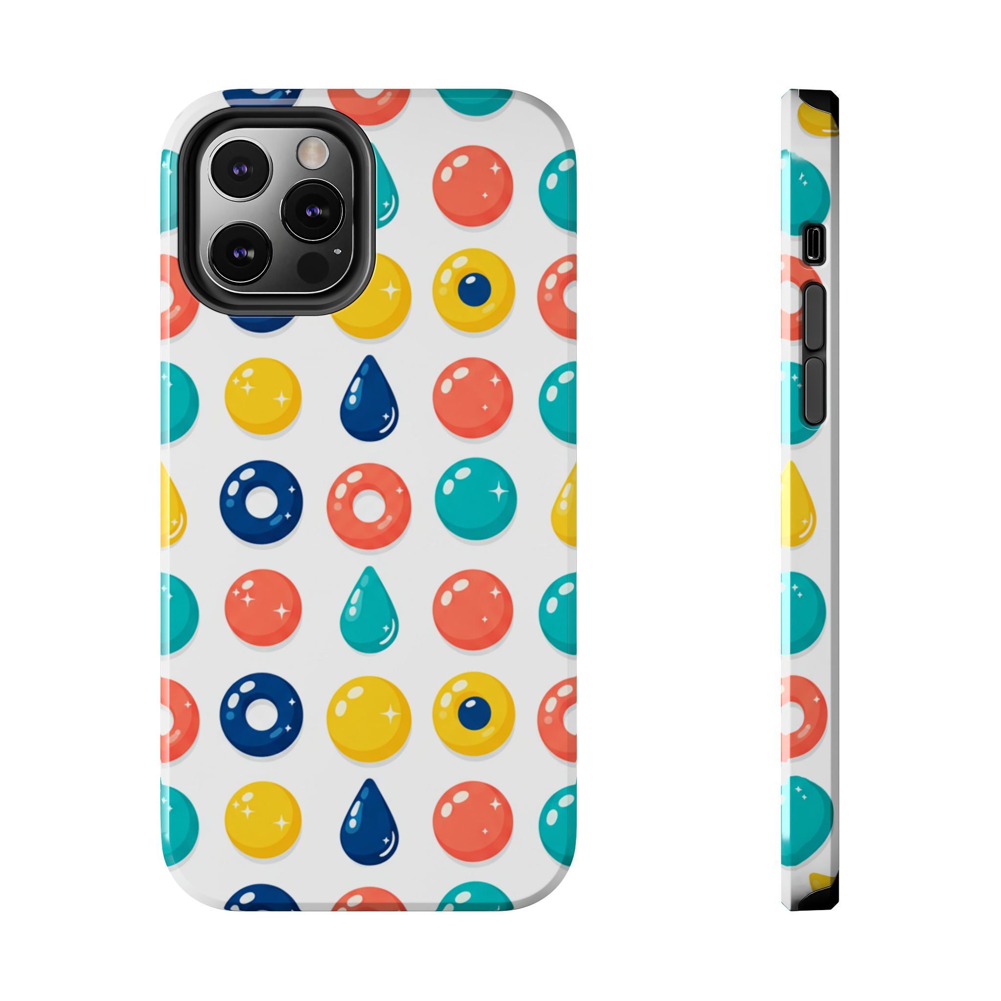 Colorful Candy Dot Tough Phone Case — Bright Retro Polka Drop Design