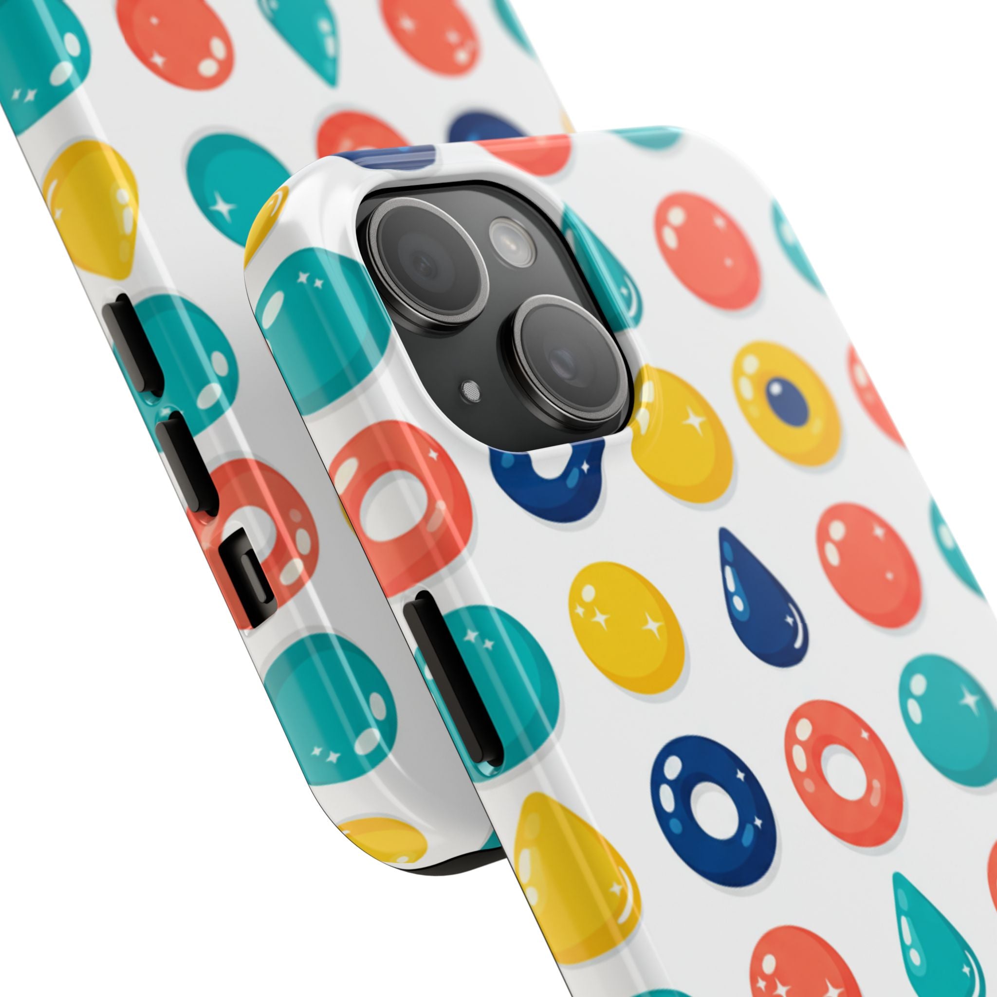 Colorful Candy Dot Tough Phone Case — Bright Retro Polka Drop Design