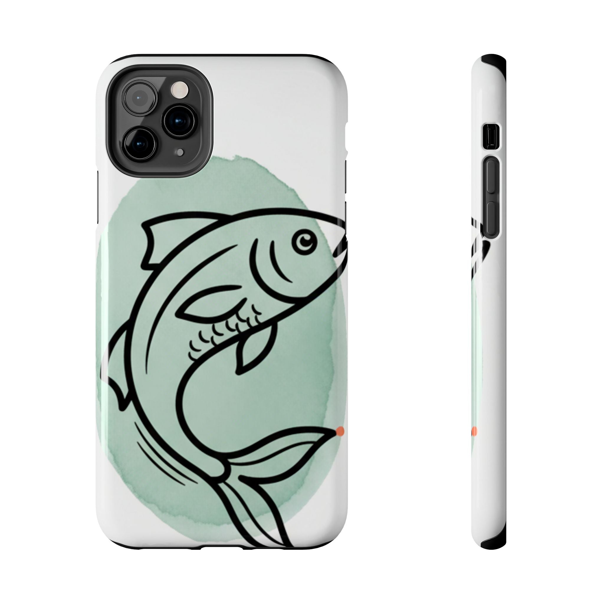 Fish Silhouette Tough Phone Case — Minimalist Aqua Watercolor Design