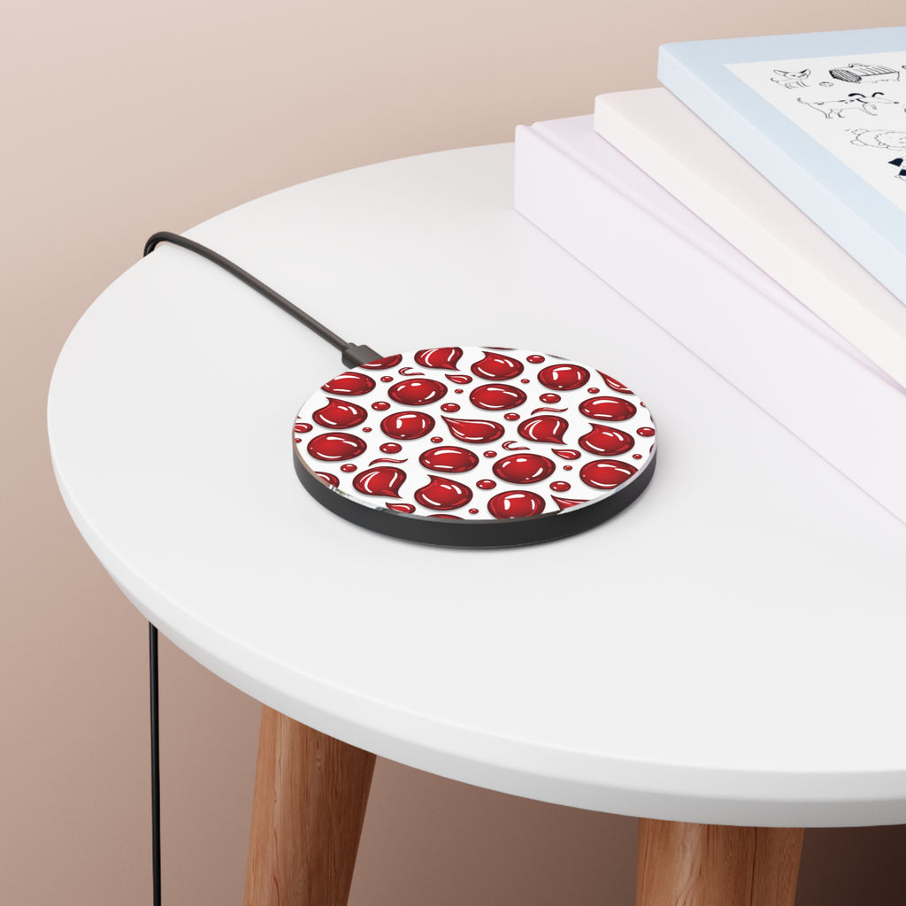 Wireless Charger — Red Droplets Pattern Qi Fast Charging Pad
