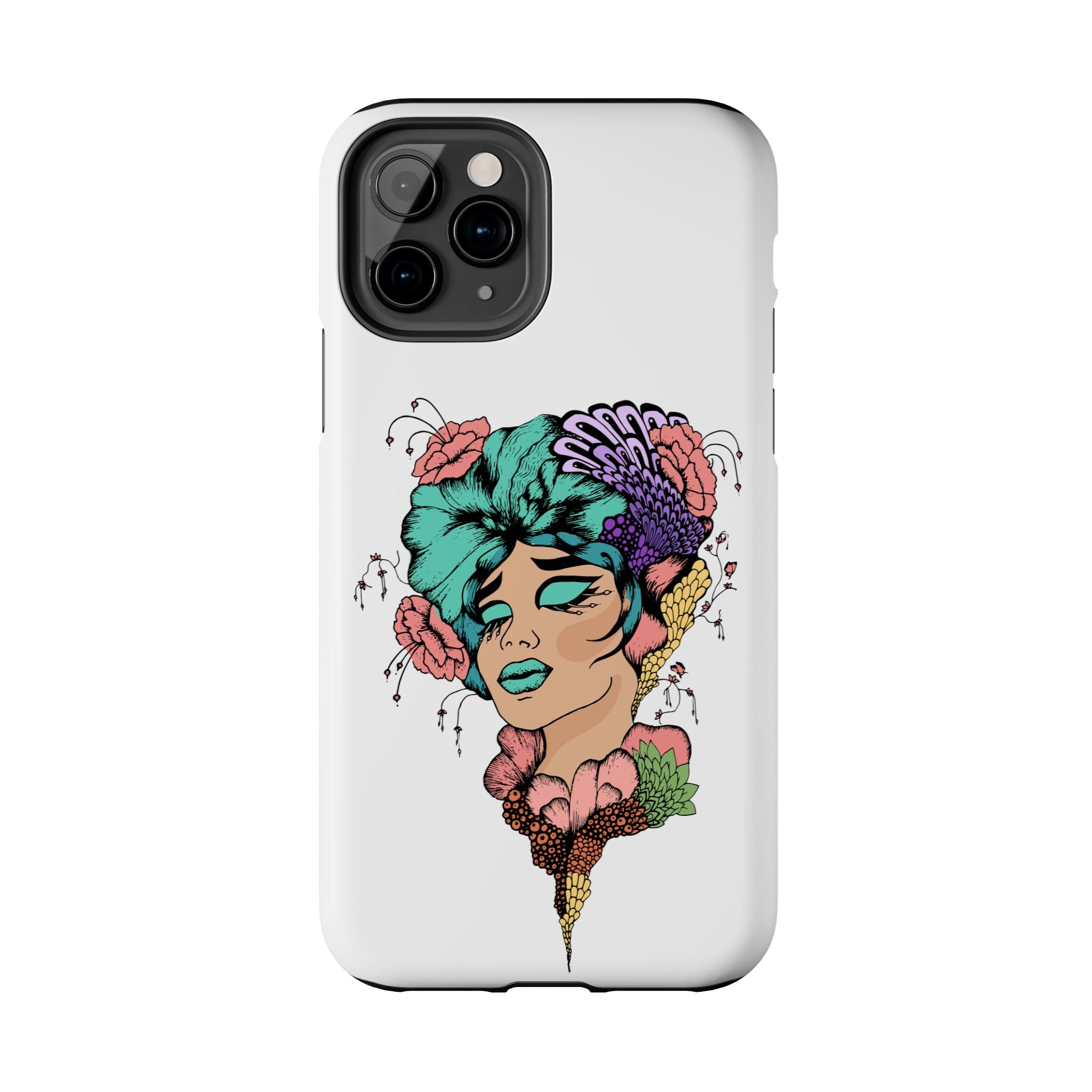 Tough Phone Case — Floral Pop Art Portrait Protective Cover