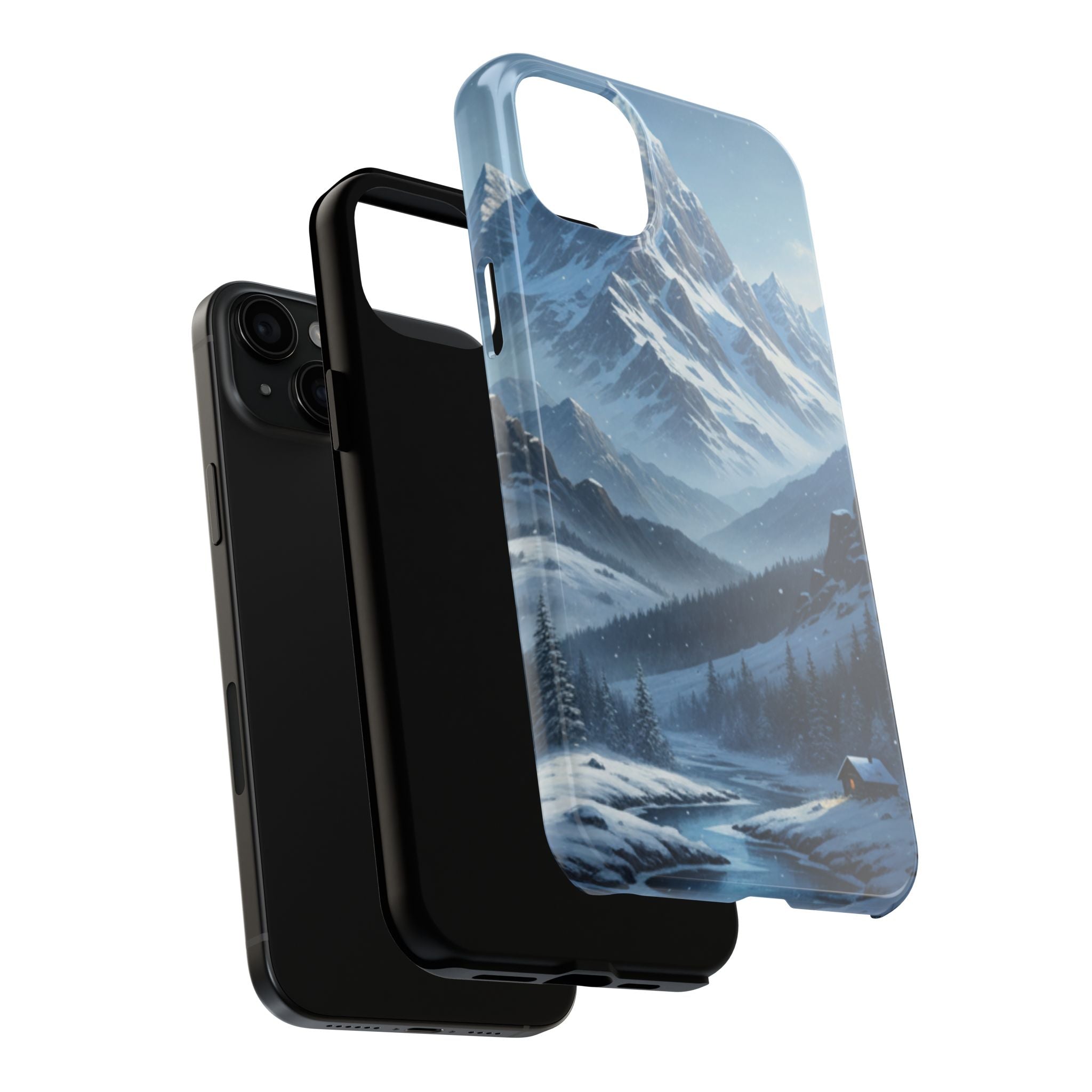 Tough Phone Case — Snowy Mountain Cabin Landscape Protective Phone Cover