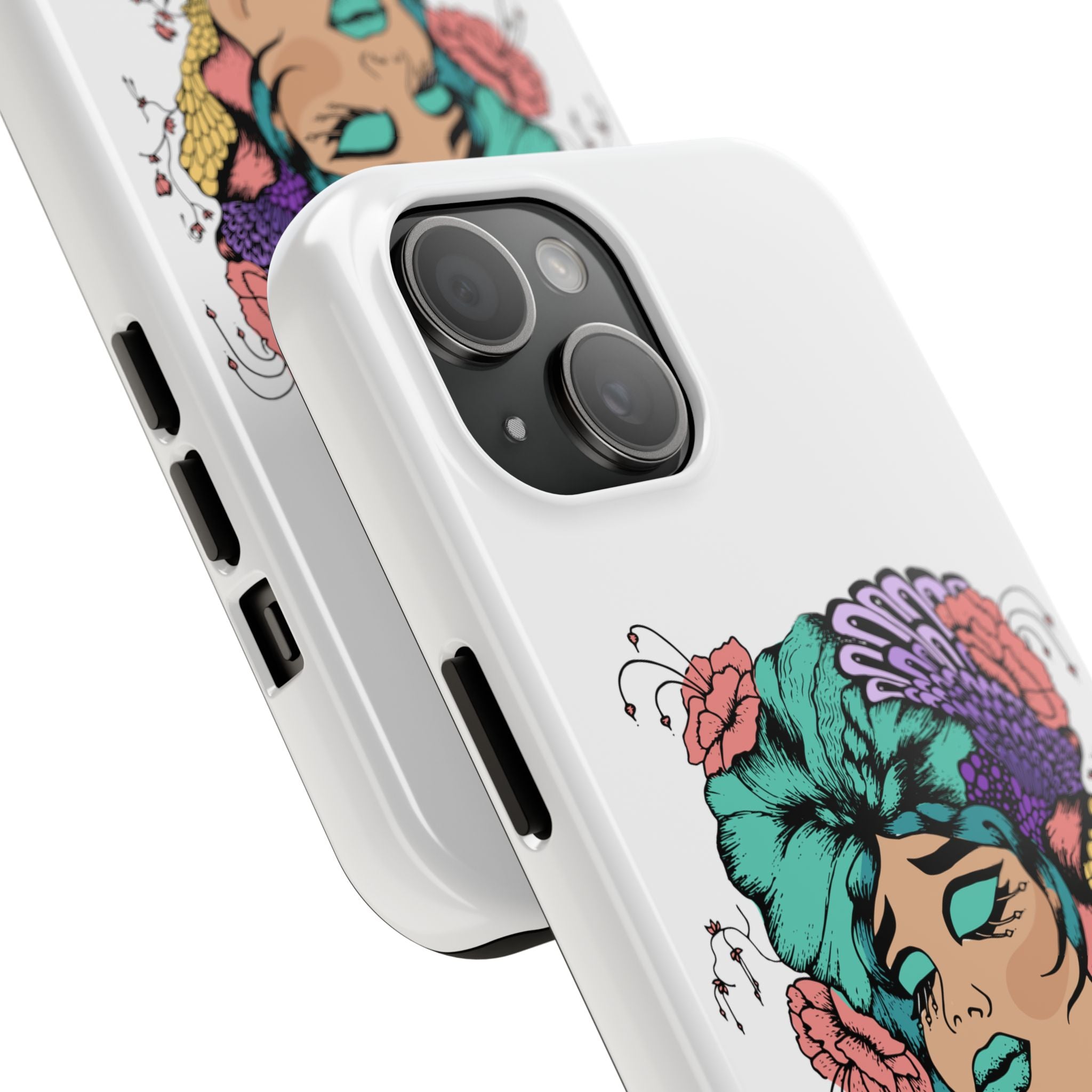 Tough Phone Case — Floral Pop Art Portrait Protective Cover
