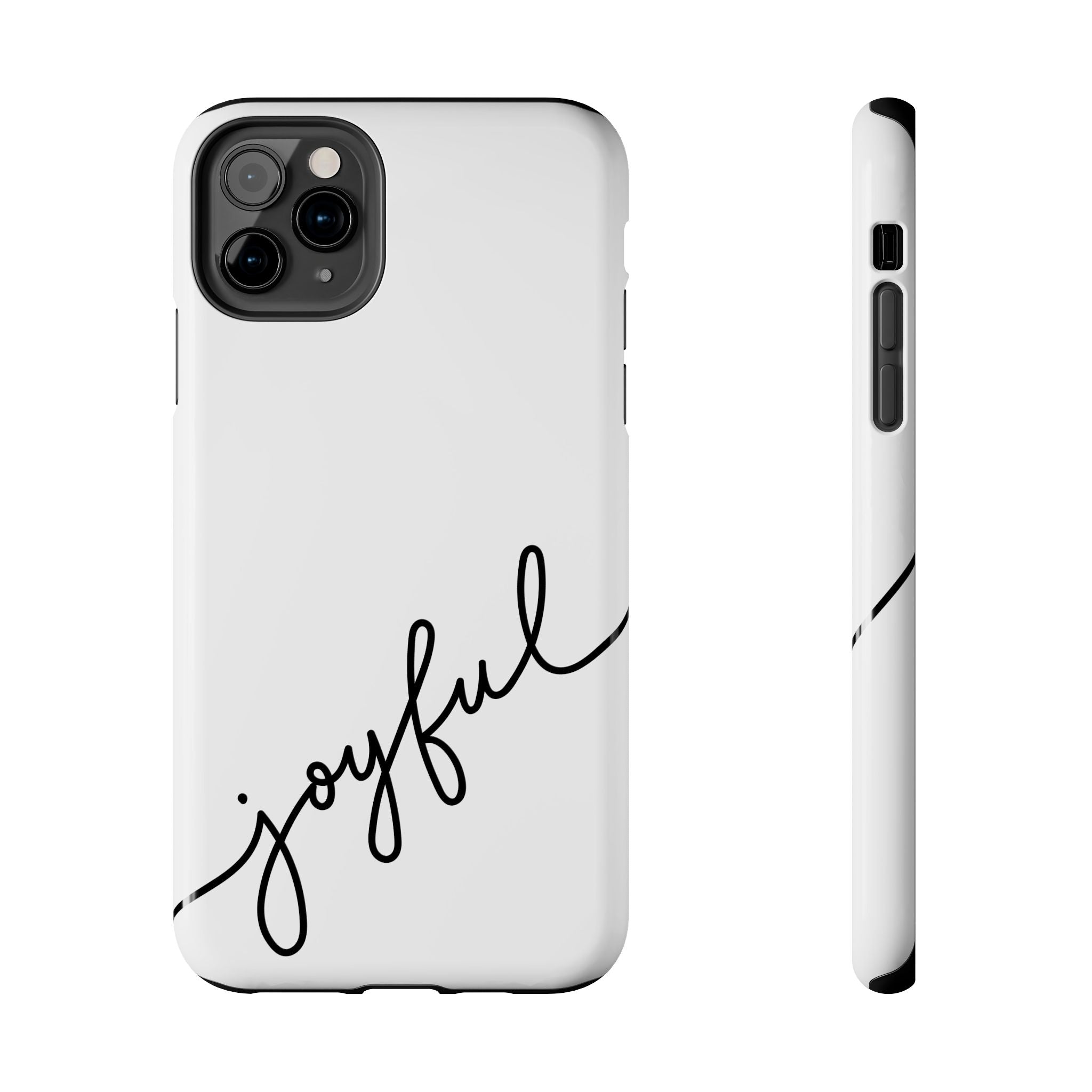 Joyful Tough Phone Case — Minimal Script Protective Phone Cover