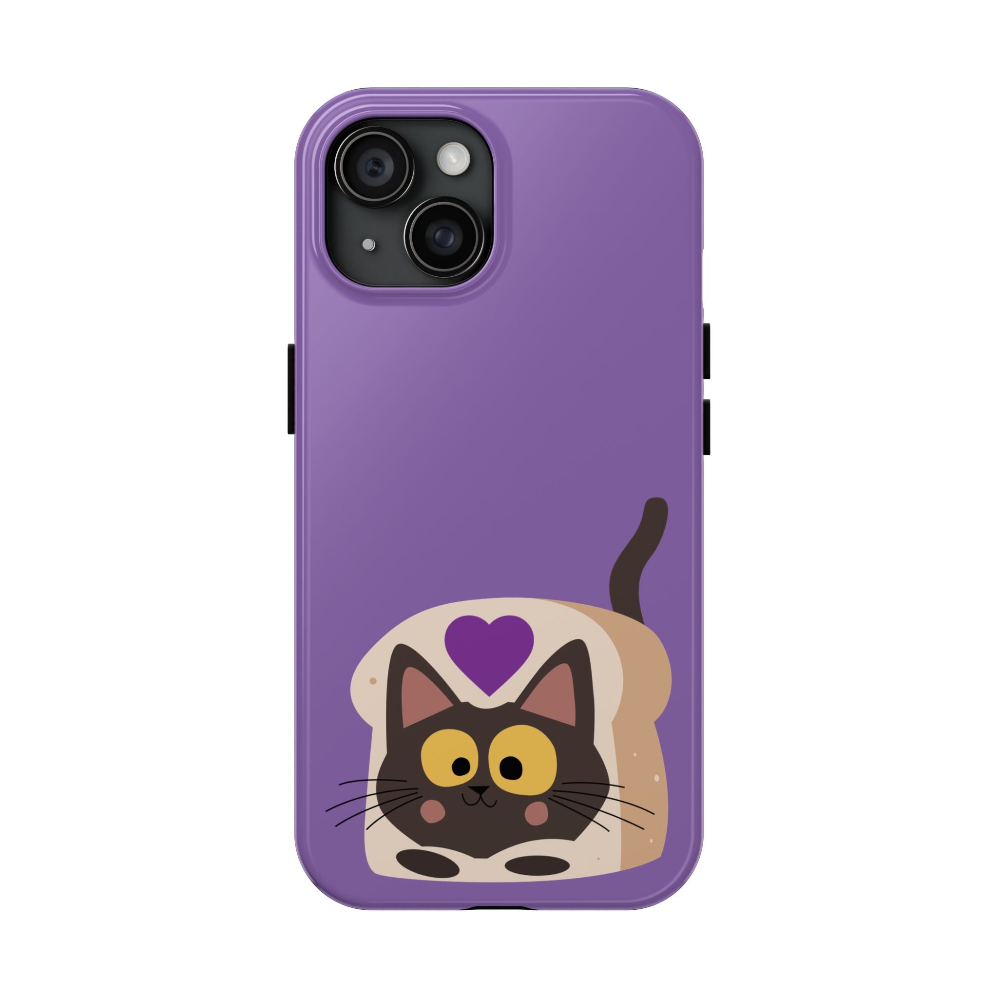 Purple Cute Cat-in-Bread Tough Phone Case — Cute Cat Heart Design