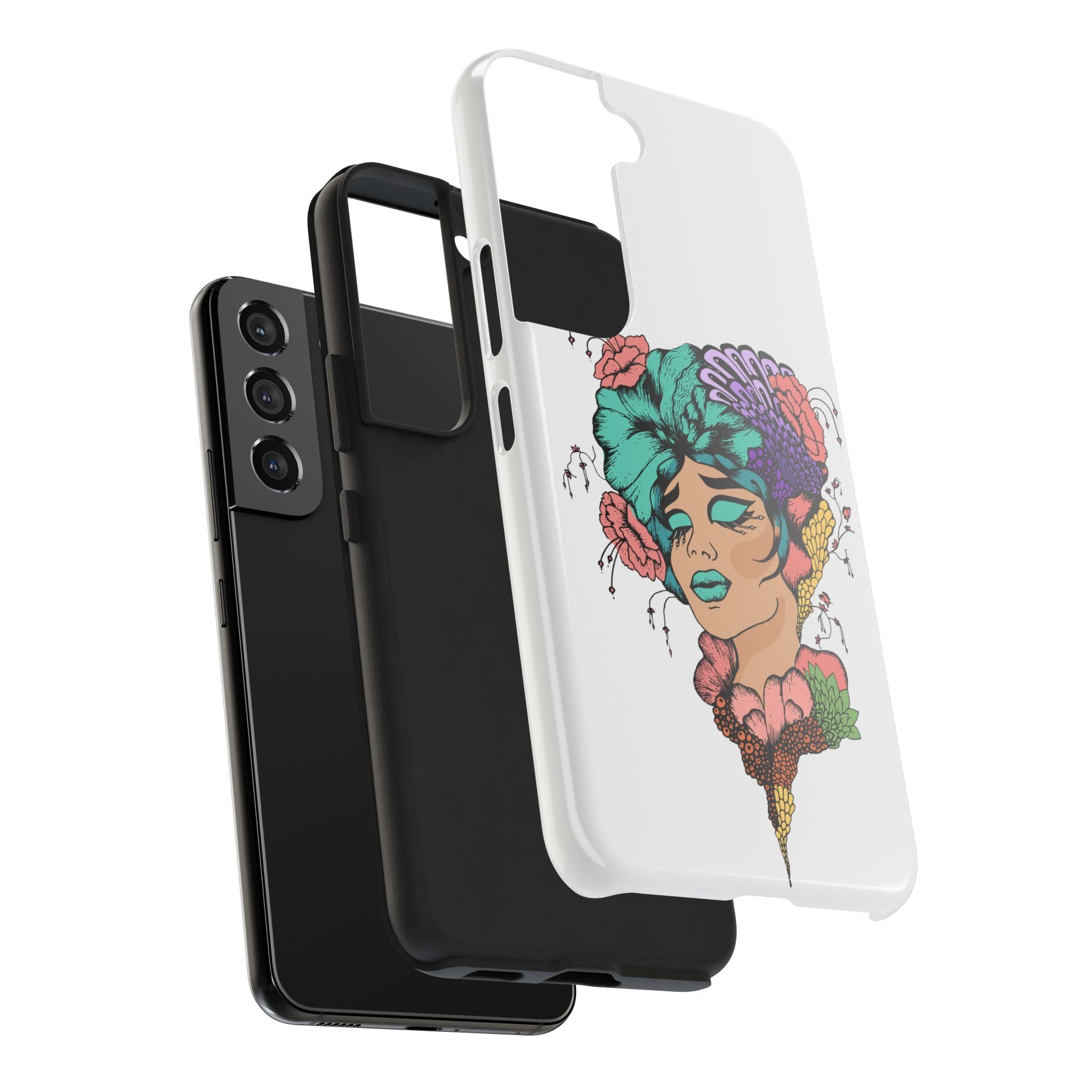 Tough Phone Case — Floral Pop Art Portrait Protective Cover
