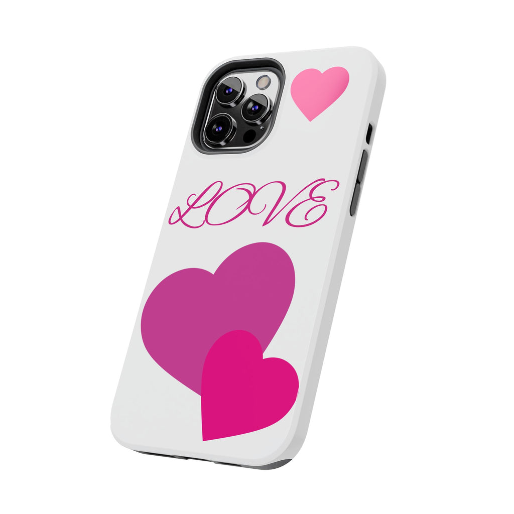 Love Heart Tough Phone Case — Pink Hearts Protective Phone Cover