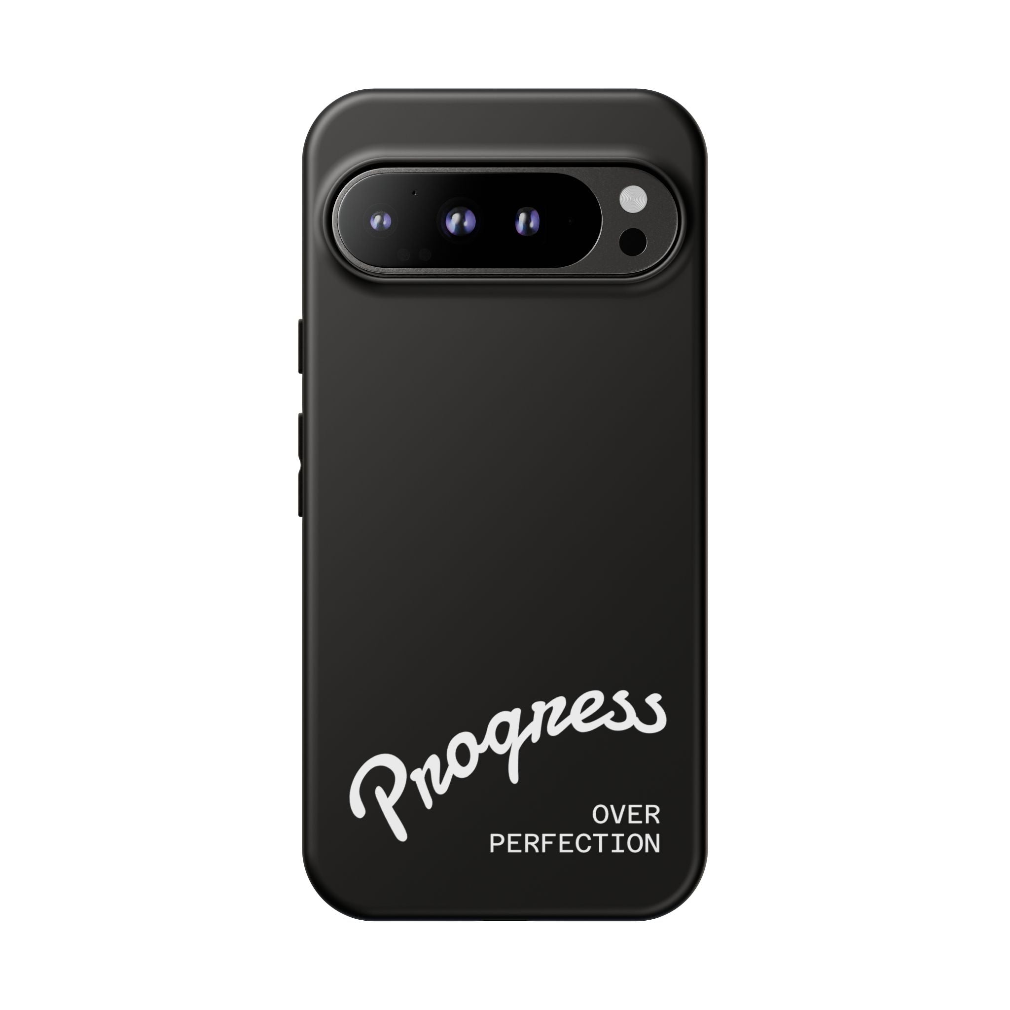 Phone Case - "Progress Over Perfection" Glossy Black Protective Cover