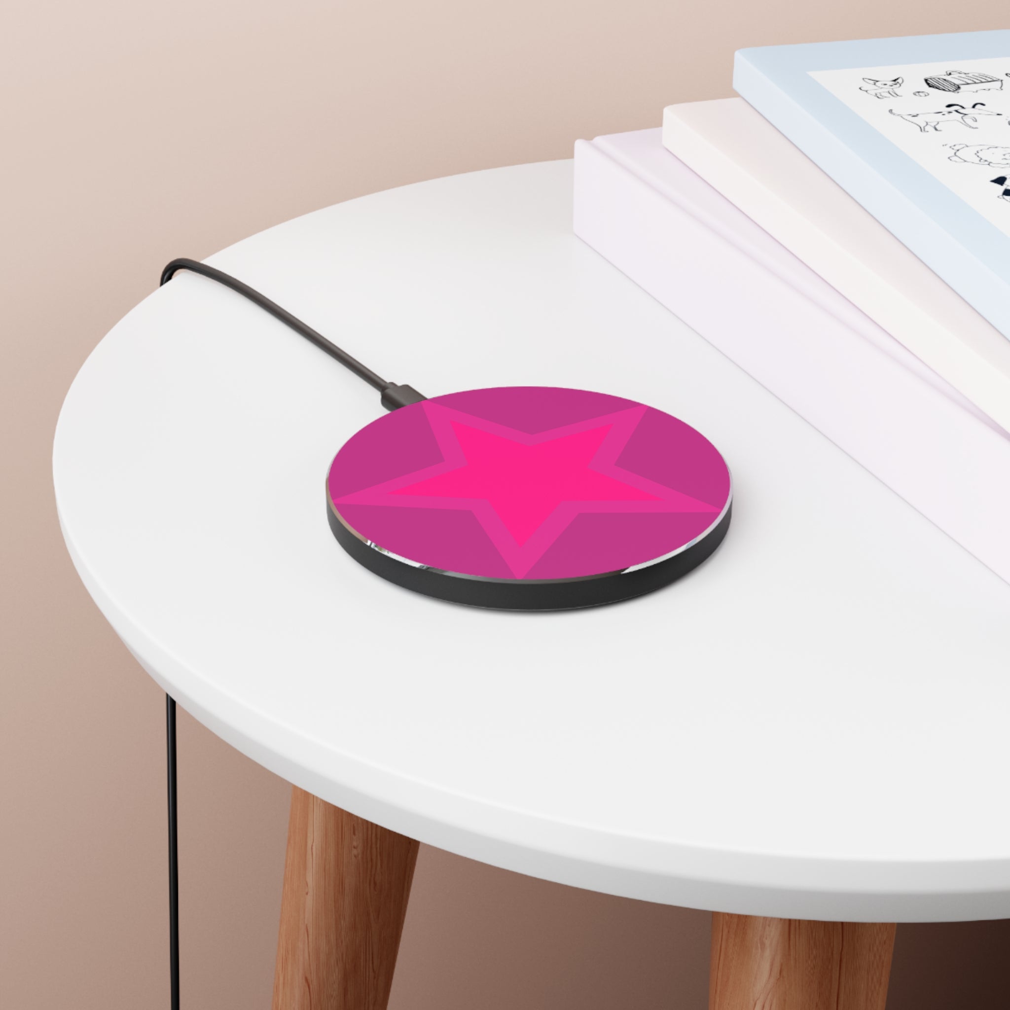 Wireless Charger — Minimal Pink Star Qi Pad