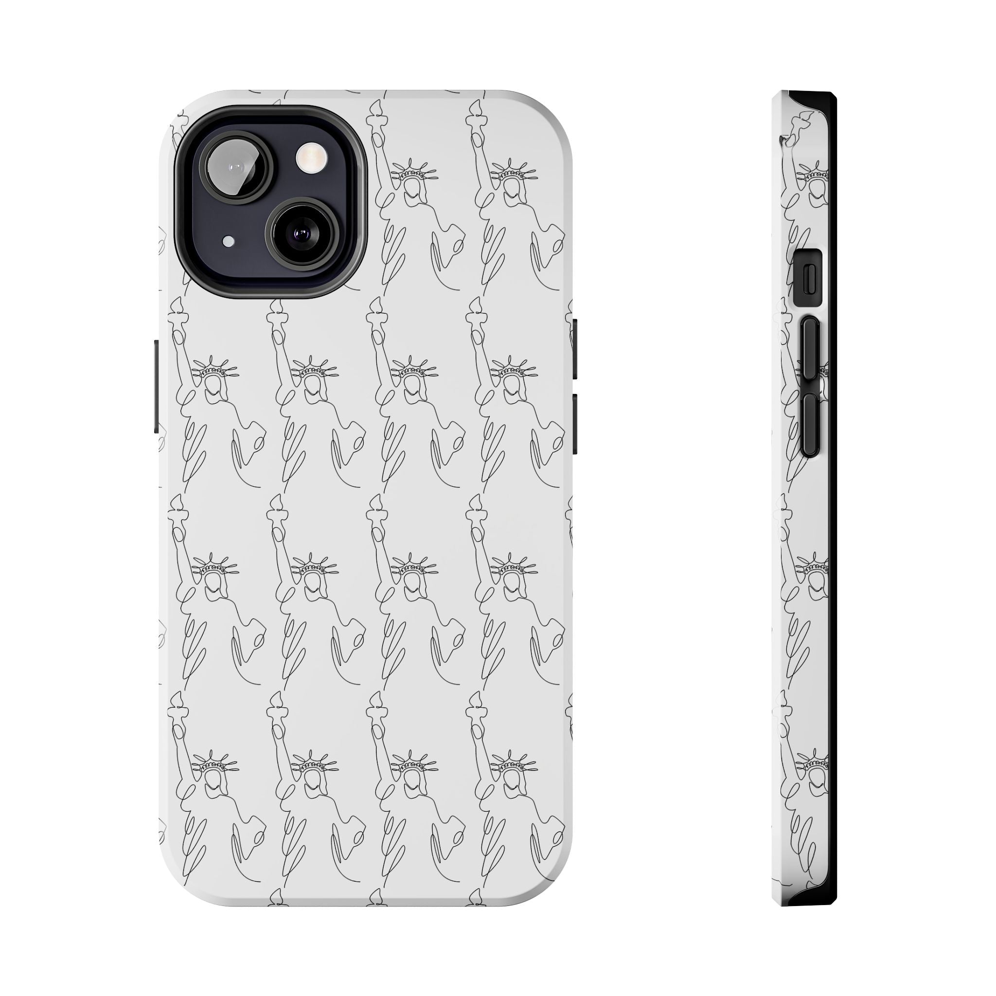Statue of Liberty Sketch Tough Phone Case — Minimal Patriotic iPhone Cover