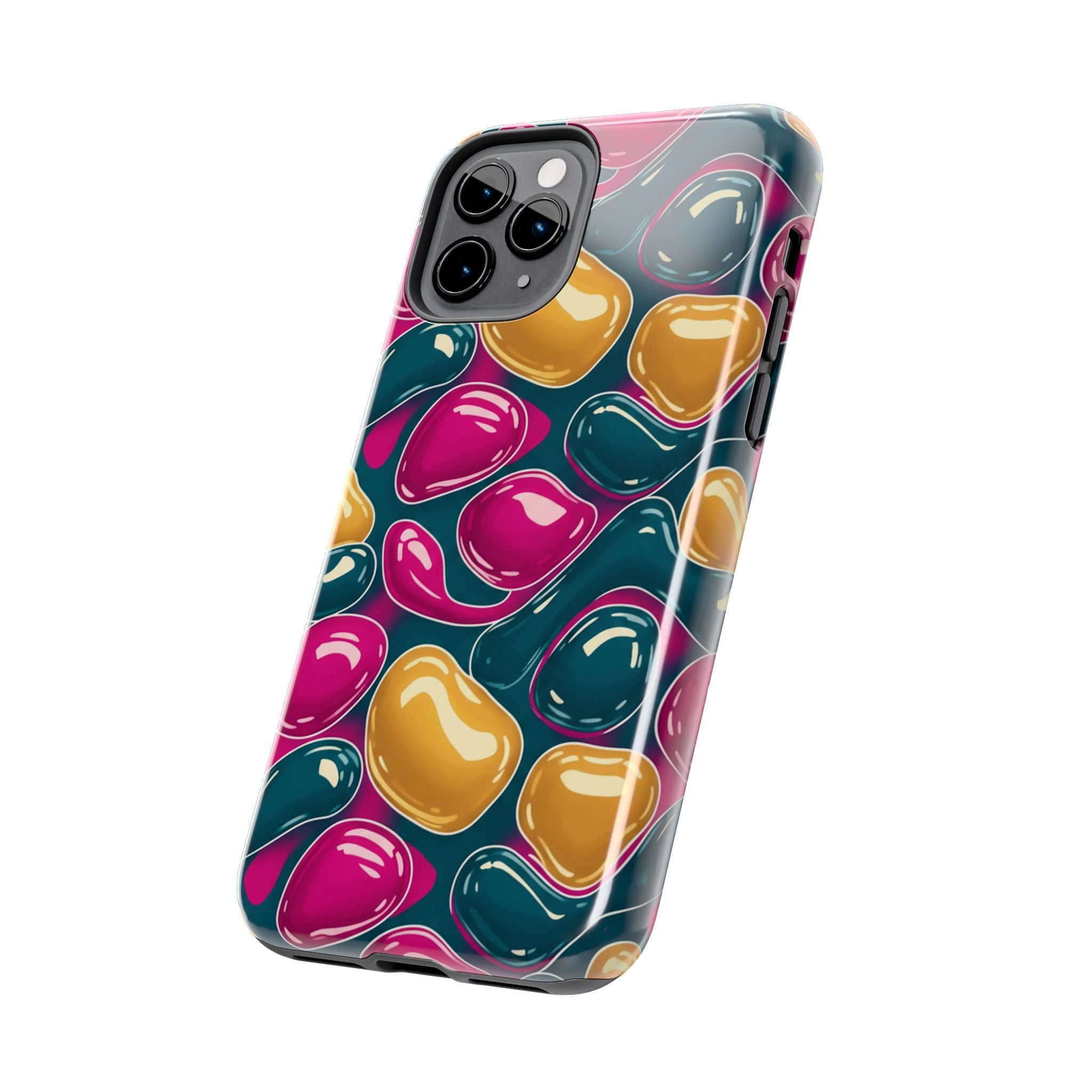Abstract Colorful Blob Phone Case — Bold Teal, Magenta & Gold Protective Cover