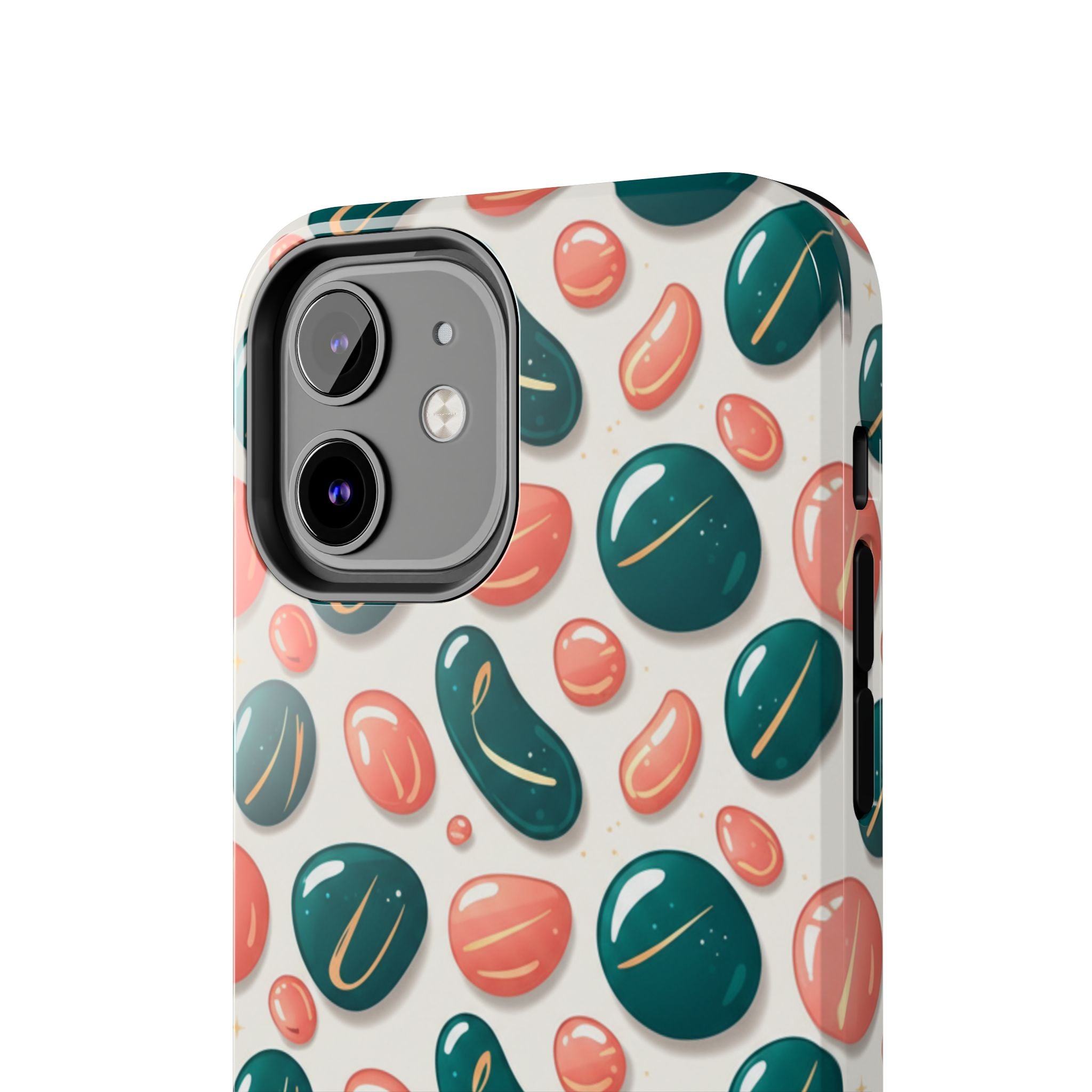 Abstract Pebble Pattern Tough Phone Case — Coral & Teal Protective Cover