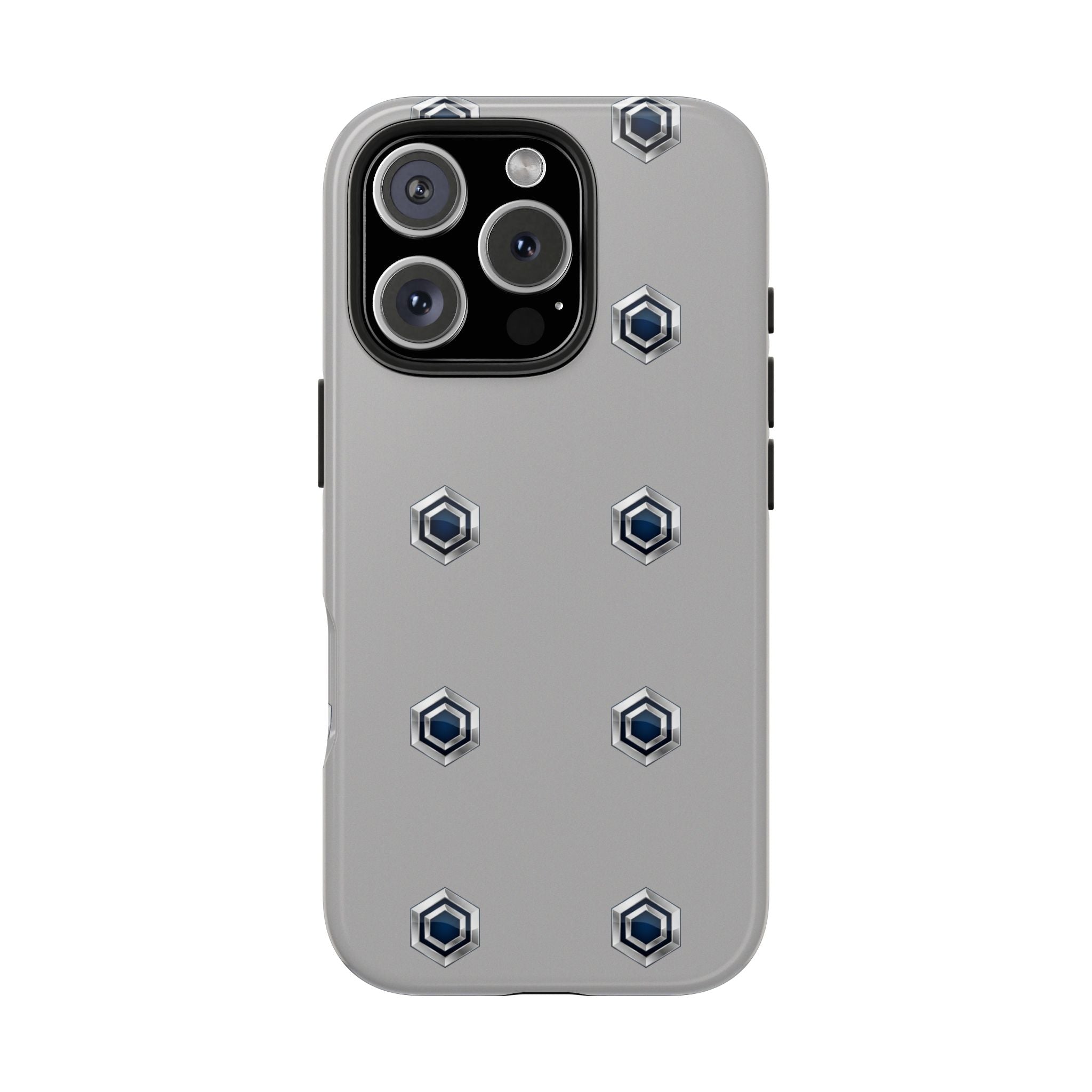 Tough Phone Case — Minimal Hex Rivet Armor (Gray)