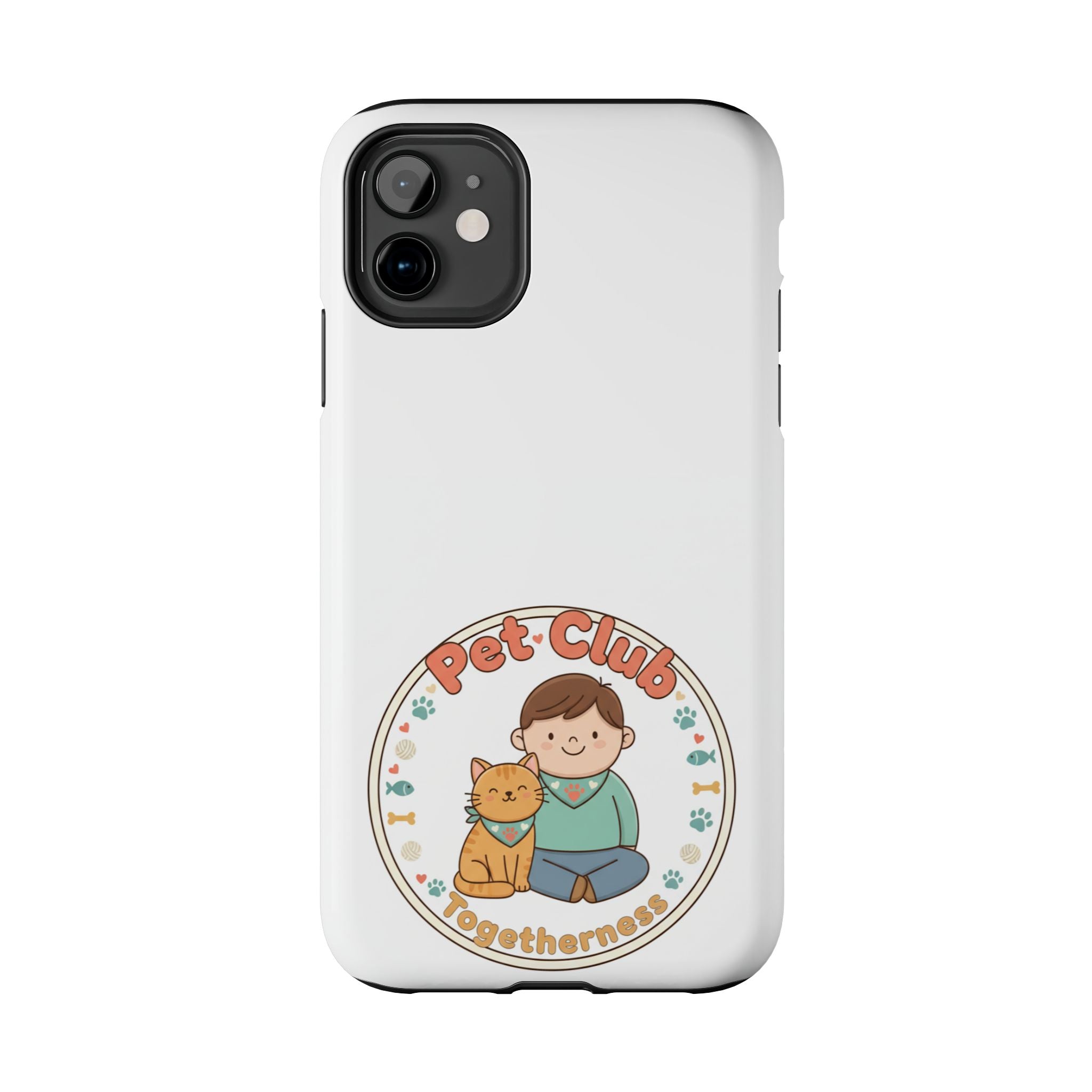 Pet Club Tough Phone Case — Cute Boy & Cat Illustration, "Togetherness" Design