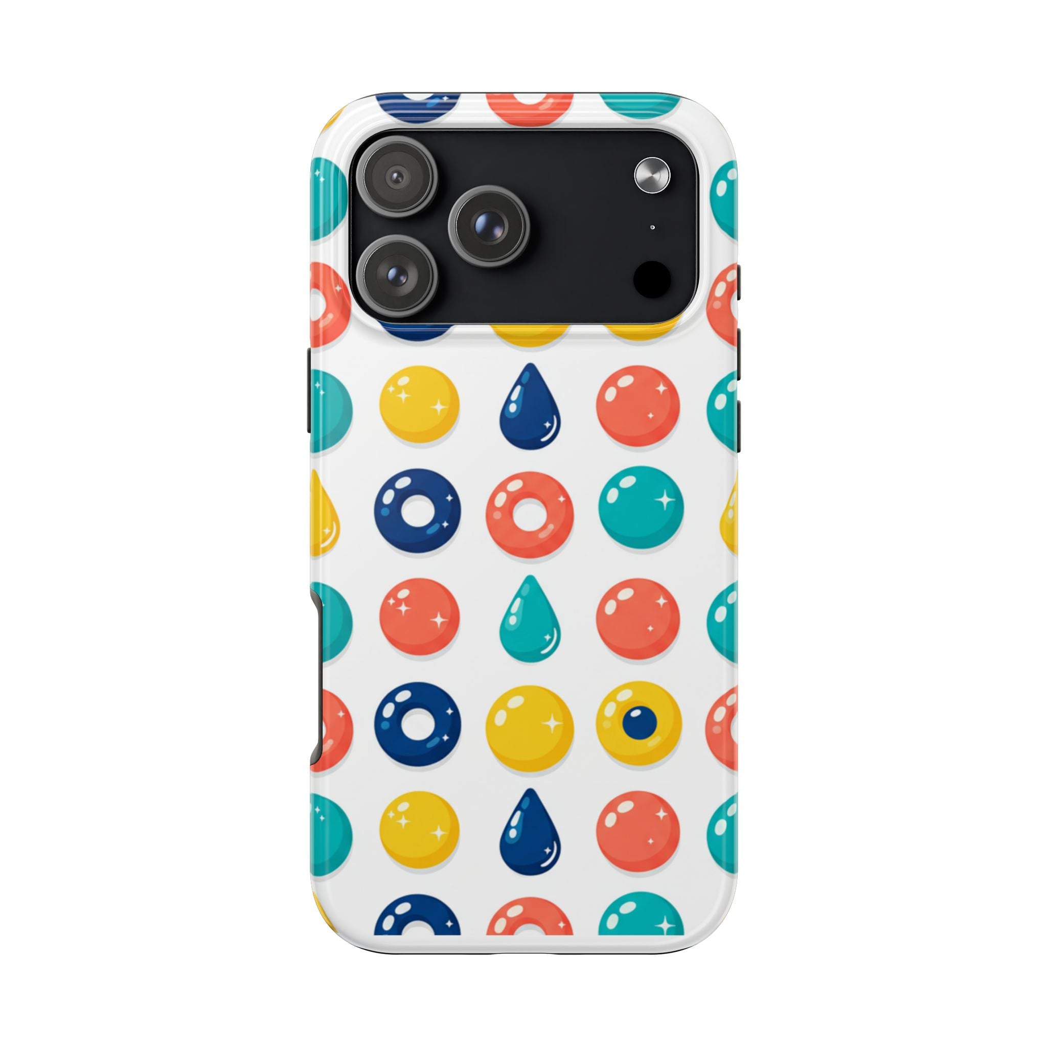 Colorful Candy Dot Tough Phone Case — Bright Retro Polka Drop Design