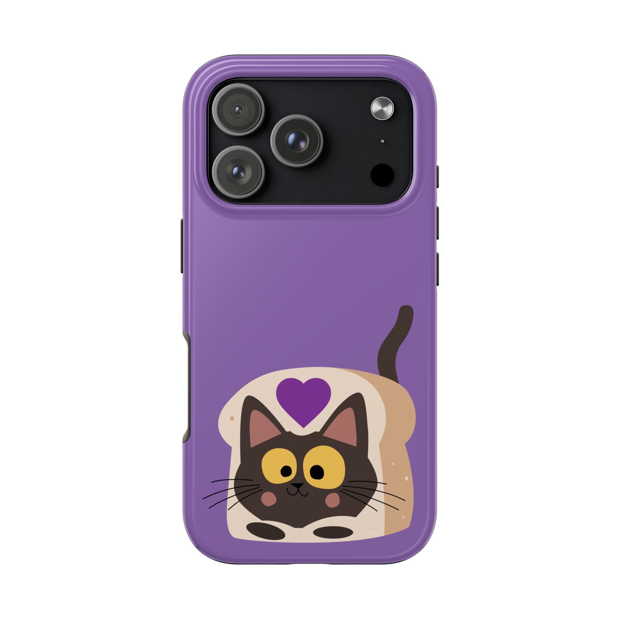 Purple Cute Cat-in-Bread Tough Phone Case — Cute Cat Heart Design