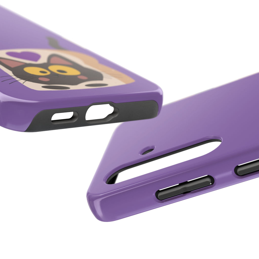 Purple Cute Cat-in-Bread Tough Phone Case — Cute Cat Heart Design