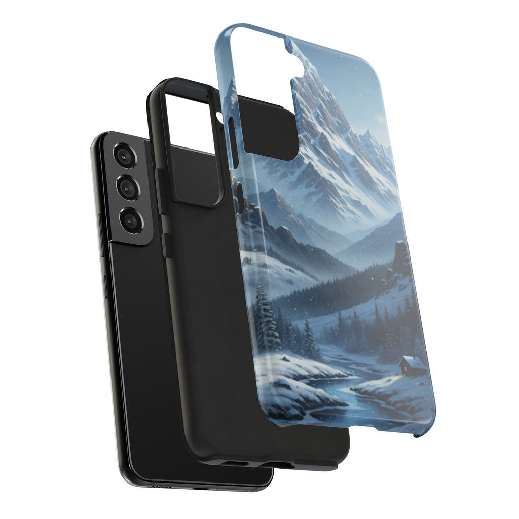 Tough Phone Case — Snowy Mountain Cabin Landscape Protective Phone Cover