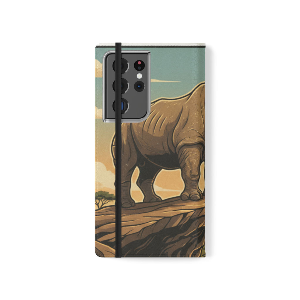 Rhino Sunset Flip Phone Case – Safari Wildlife Wallet Case