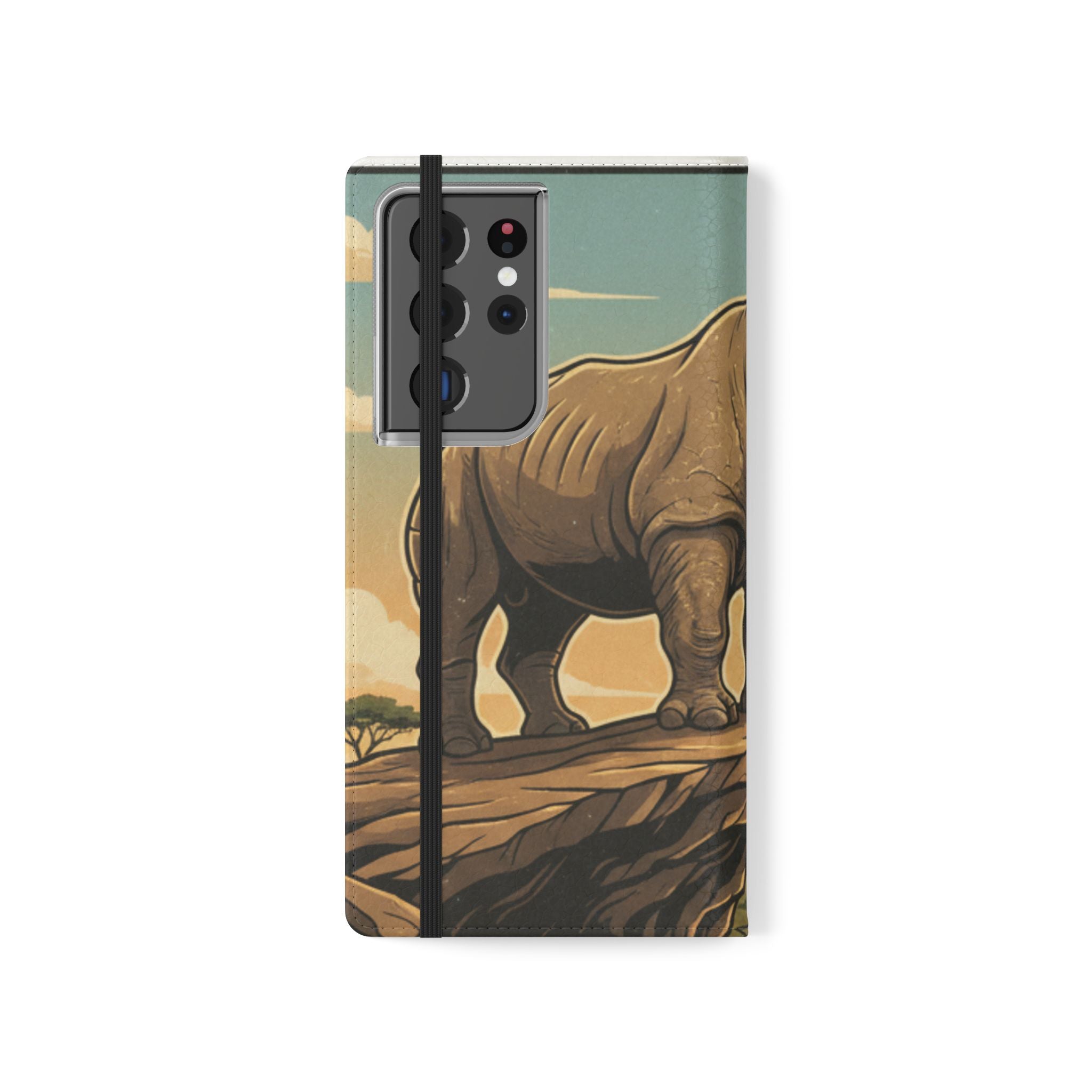Rhino Sunset Flip Phone Case – Safari Wildlife Wallet Case