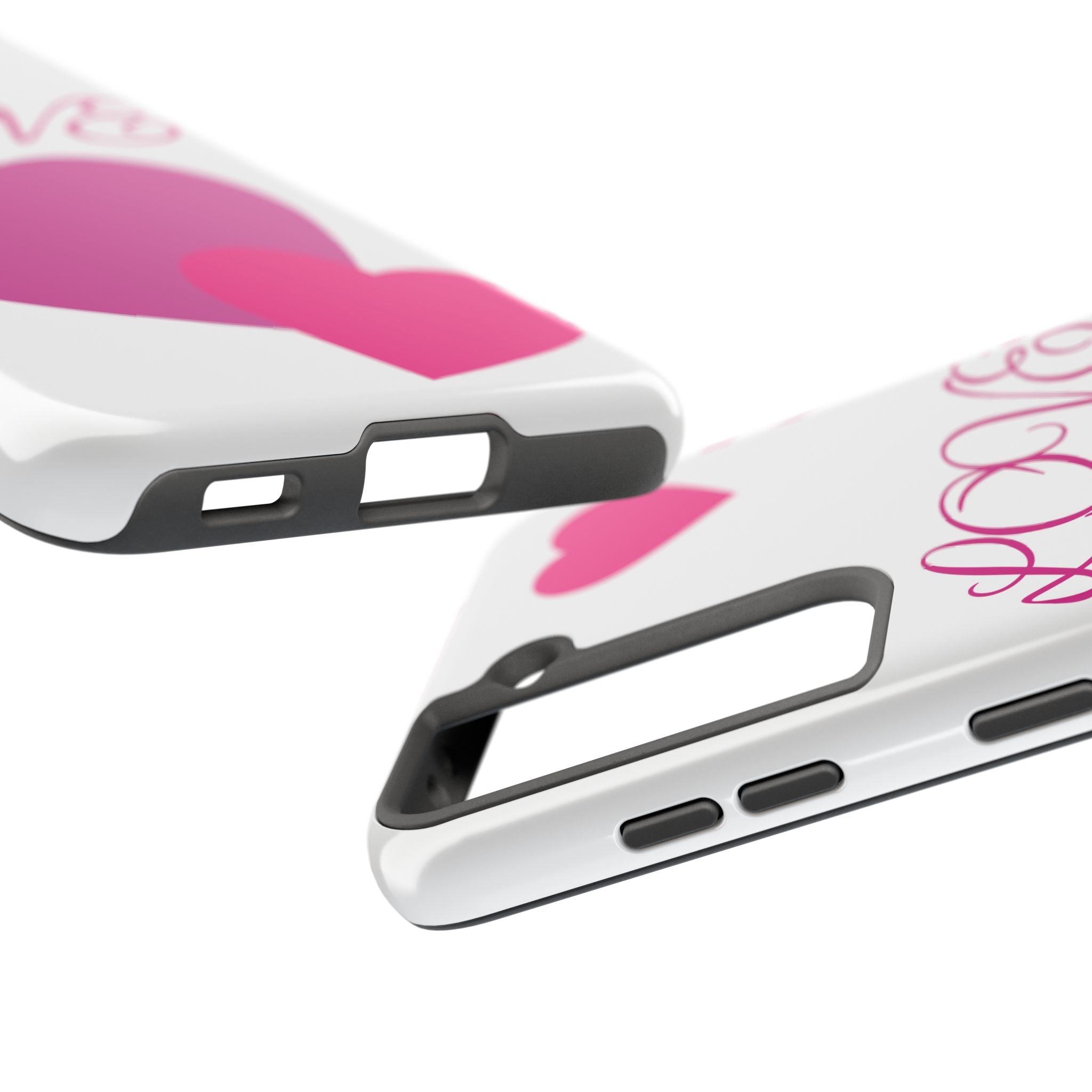 Love Heart Tough Phone Case — Pink Hearts Protective Phone Cover