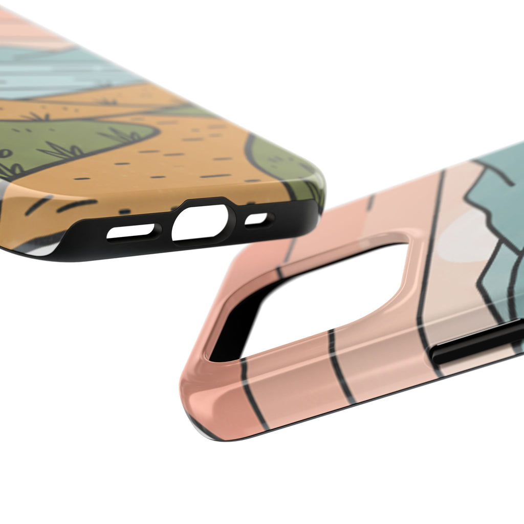 Scenic Path Tough Phone Case — Pastel Lake & Mountain Protective Cover
