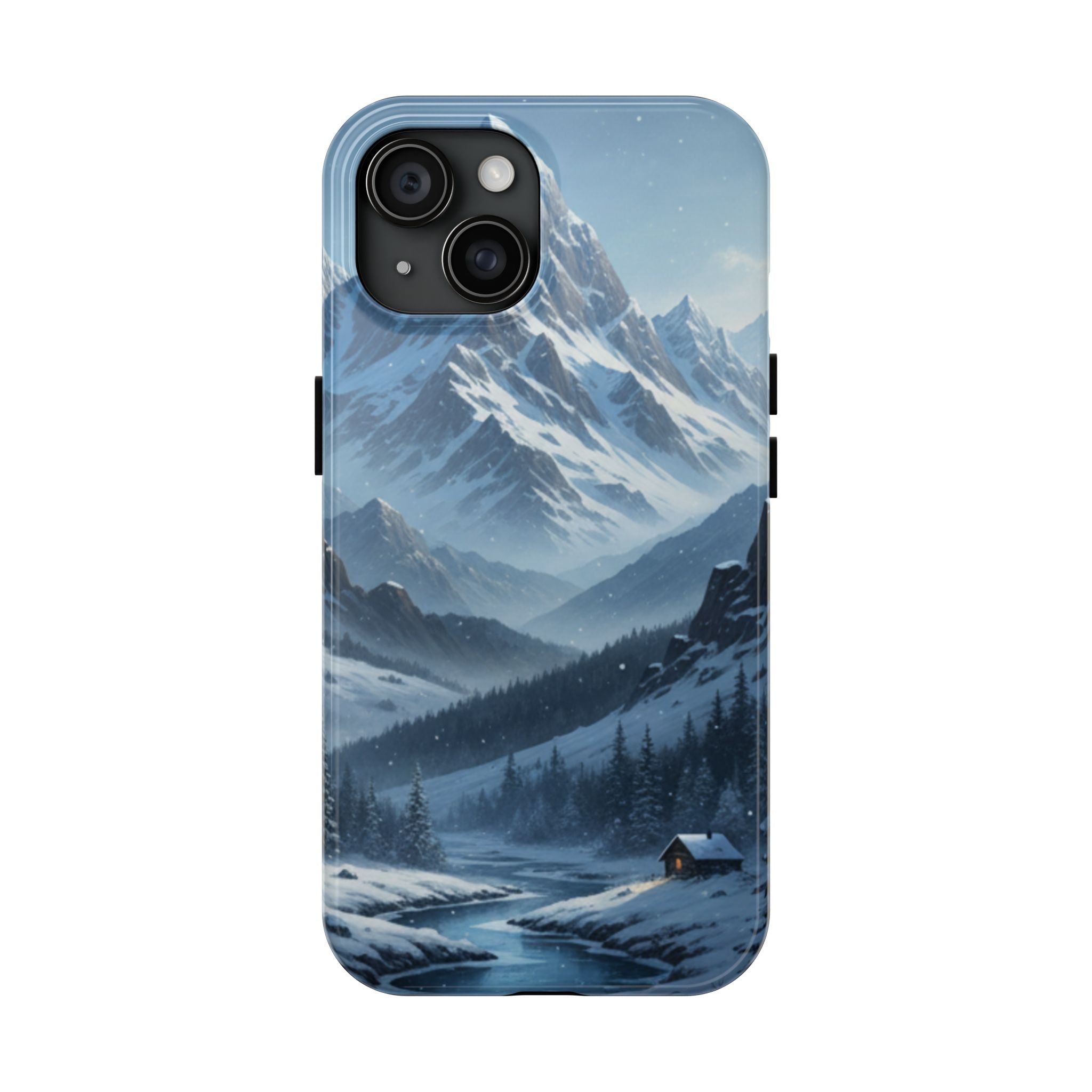 Tough Phone Case — Snowy Mountain Cabin Landscape Protective Phone Cover