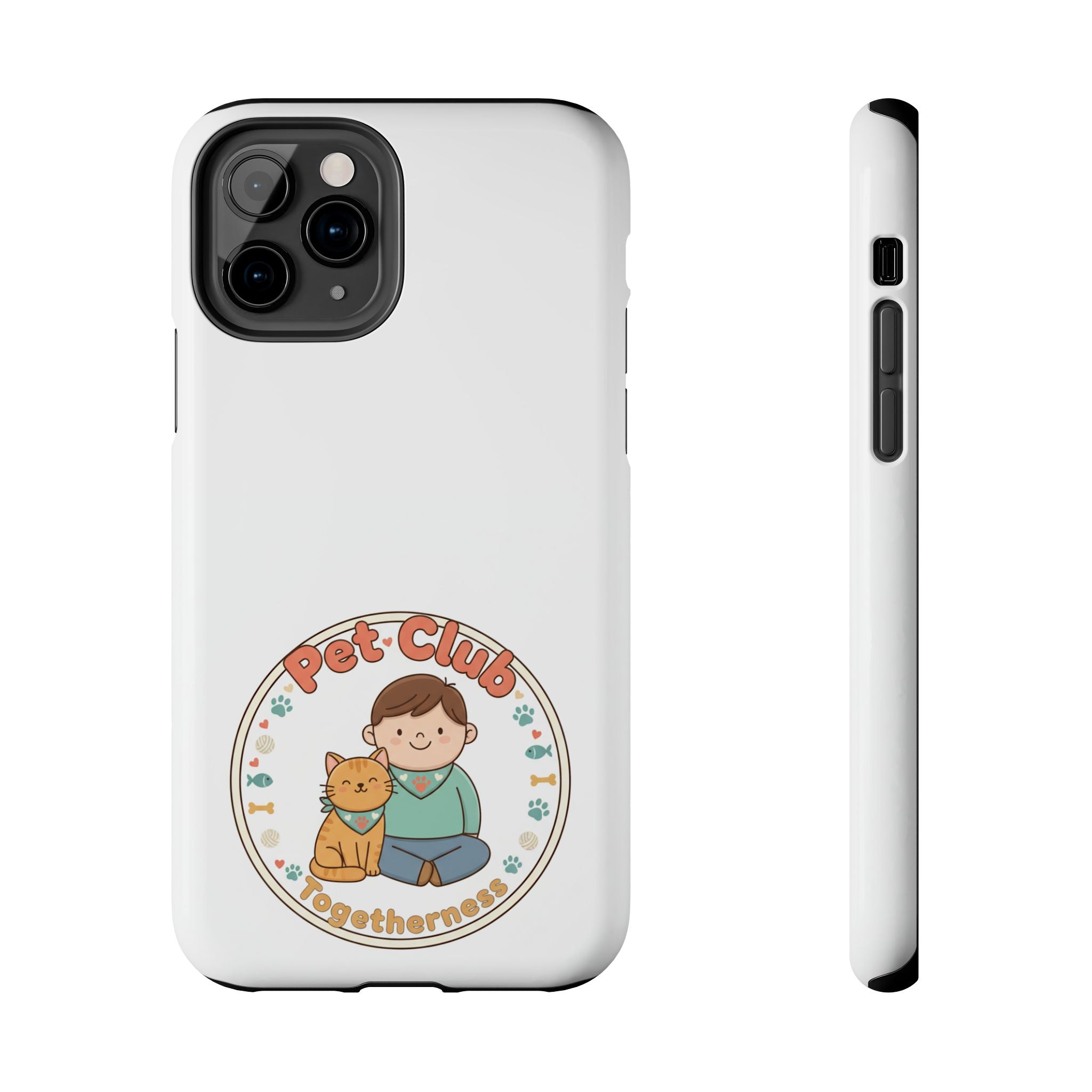 Pet Club Tough Phone Case — Cute Boy & Cat Illustration, "Togetherness" Design