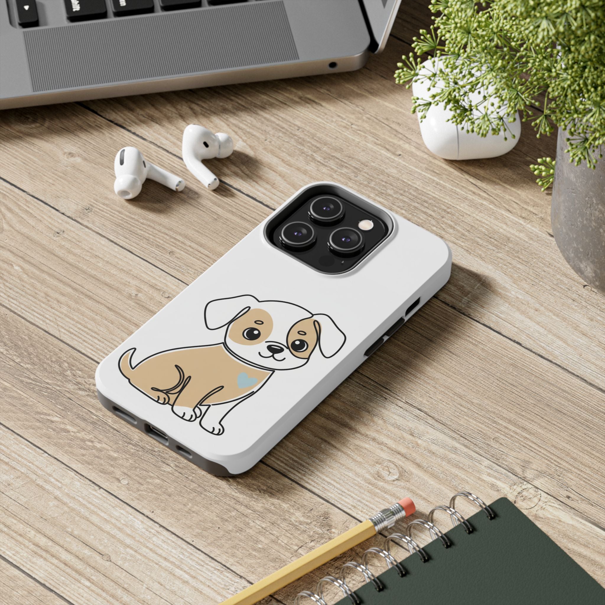 Cute Puppy Tough Phone Case – Cartoon Dog Protective Phone Cover