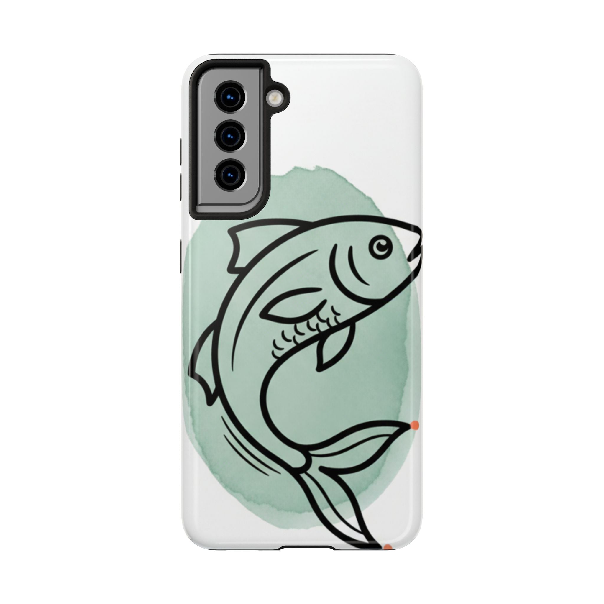 Fish Silhouette Tough Phone Case — Minimalist Aqua Watercolor Design