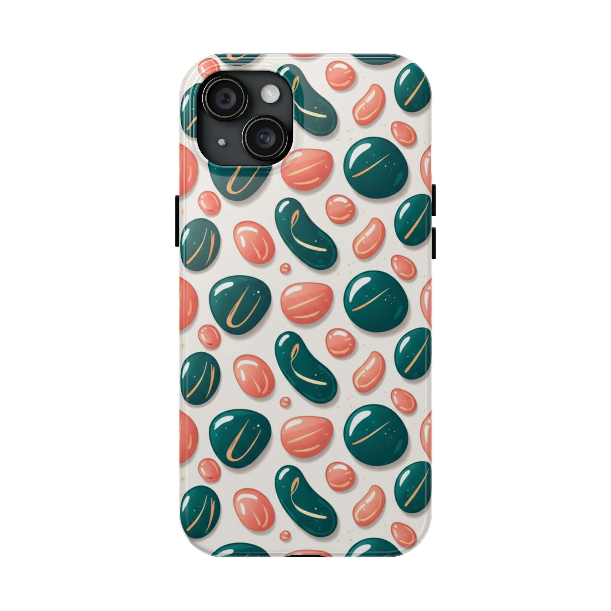 Abstract Pebble Pattern Tough Phone Case — Coral & Teal Protective Cover