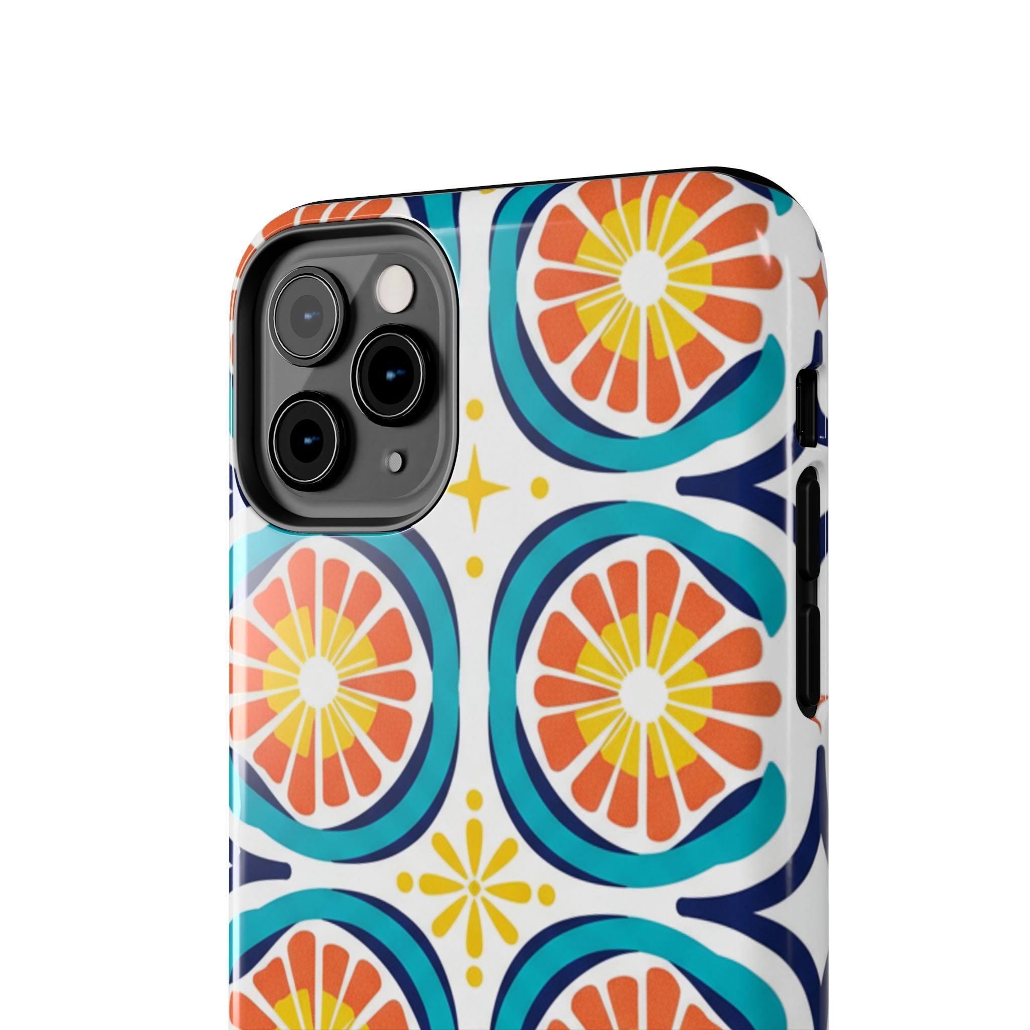 Citrus Tile Tough Phone Case — Colorful Retro Orange Slice Pattern