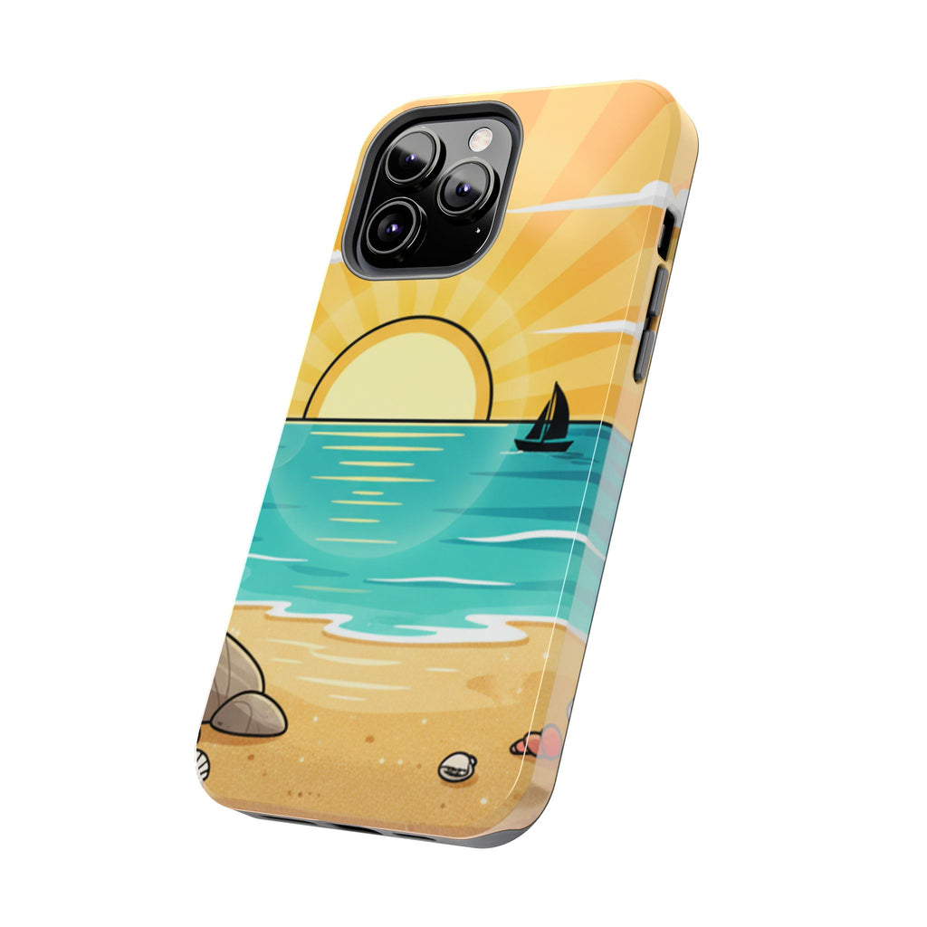 Tough Phone Case — Sunset Beach Sailboat Design