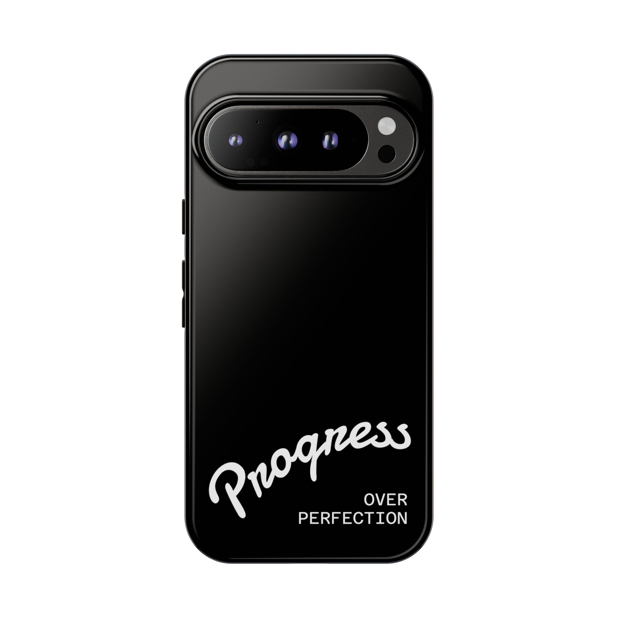Phone Case - "Progress Over Perfection" Glossy Black Protective Cover