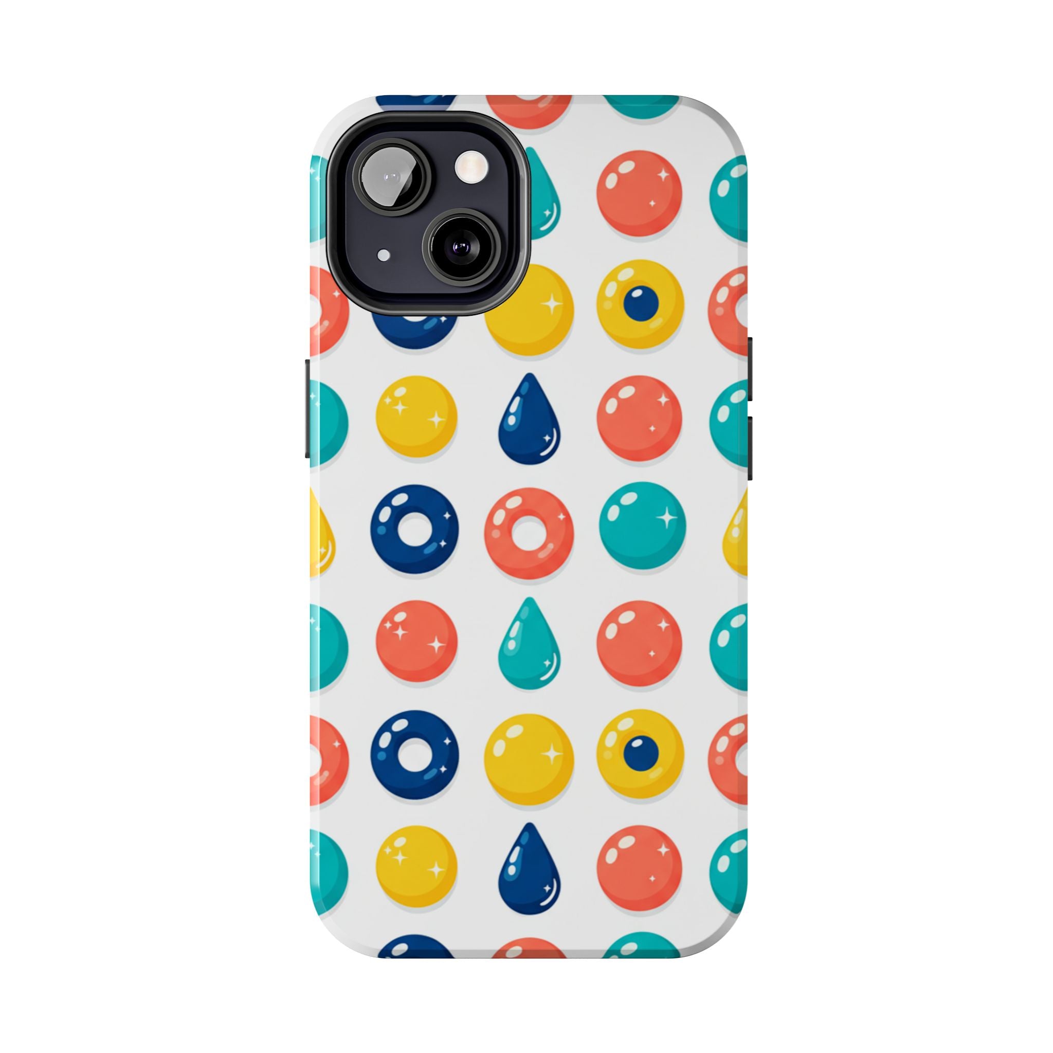 Colorful Candy Dot Tough Phone Case — Bright Retro Polka Drop Design