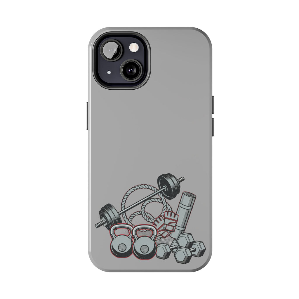 Fitness Gear Tough Phone Case — Dumbbells, Kettlebells & Jump Rope Design