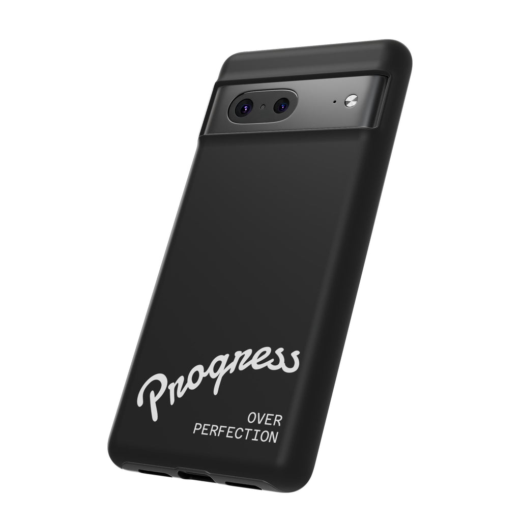 Phone Case - "Progress Over Perfection" Glossy Black Protective Cover