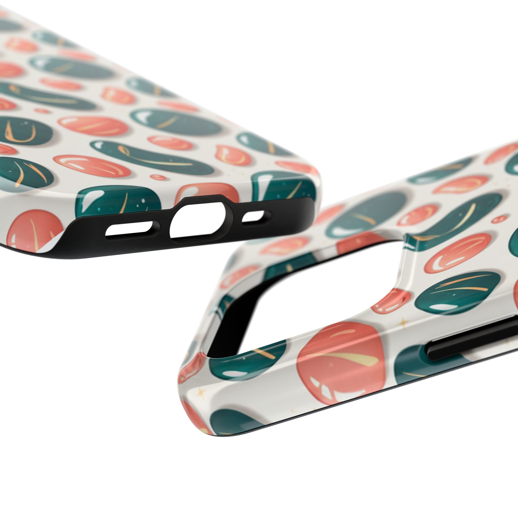 Abstract Pebble Pattern Tough Phone Case — Coral & Teal Protective Cover
