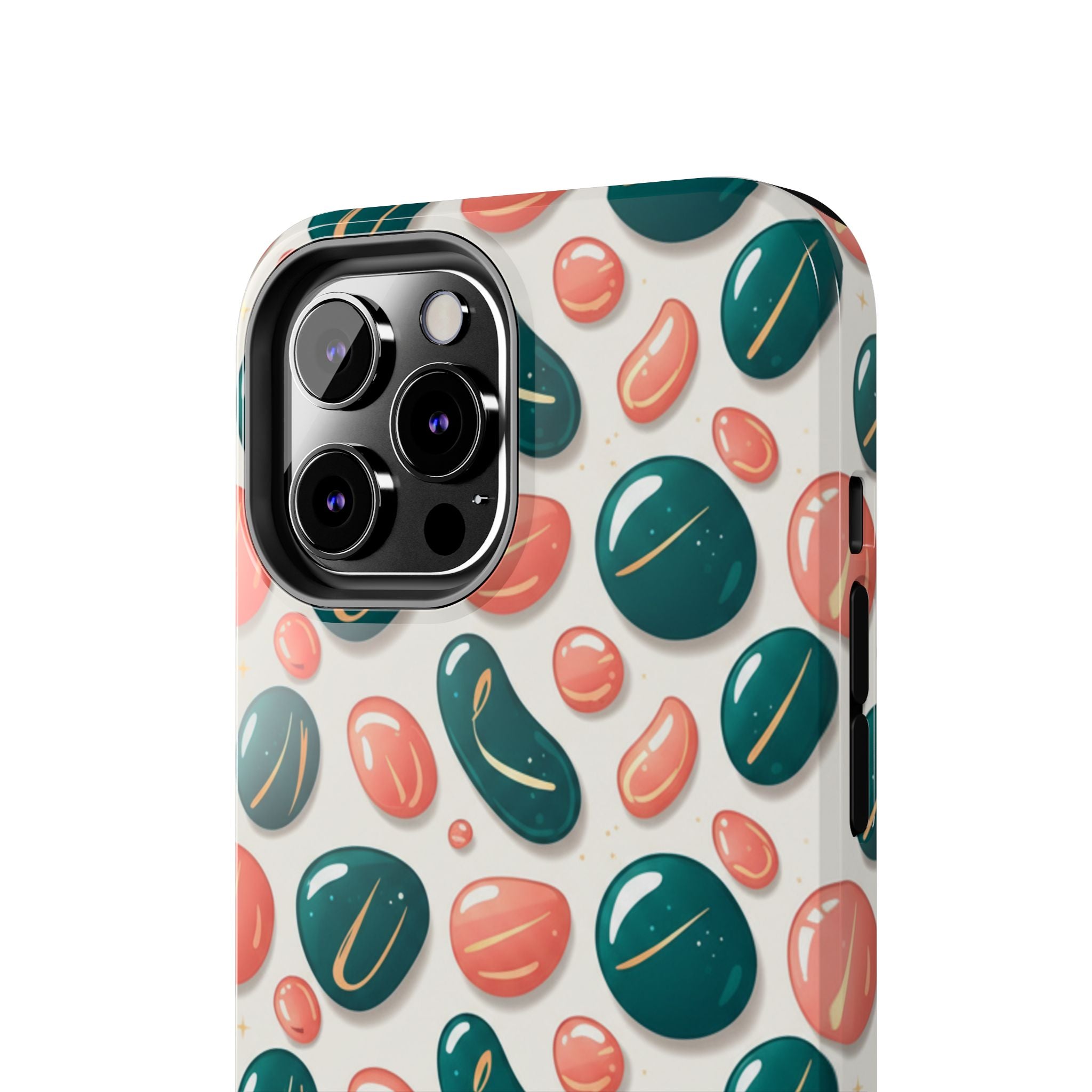 Abstract Pebble Pattern Tough Phone Case — Coral & Teal Protective Cover