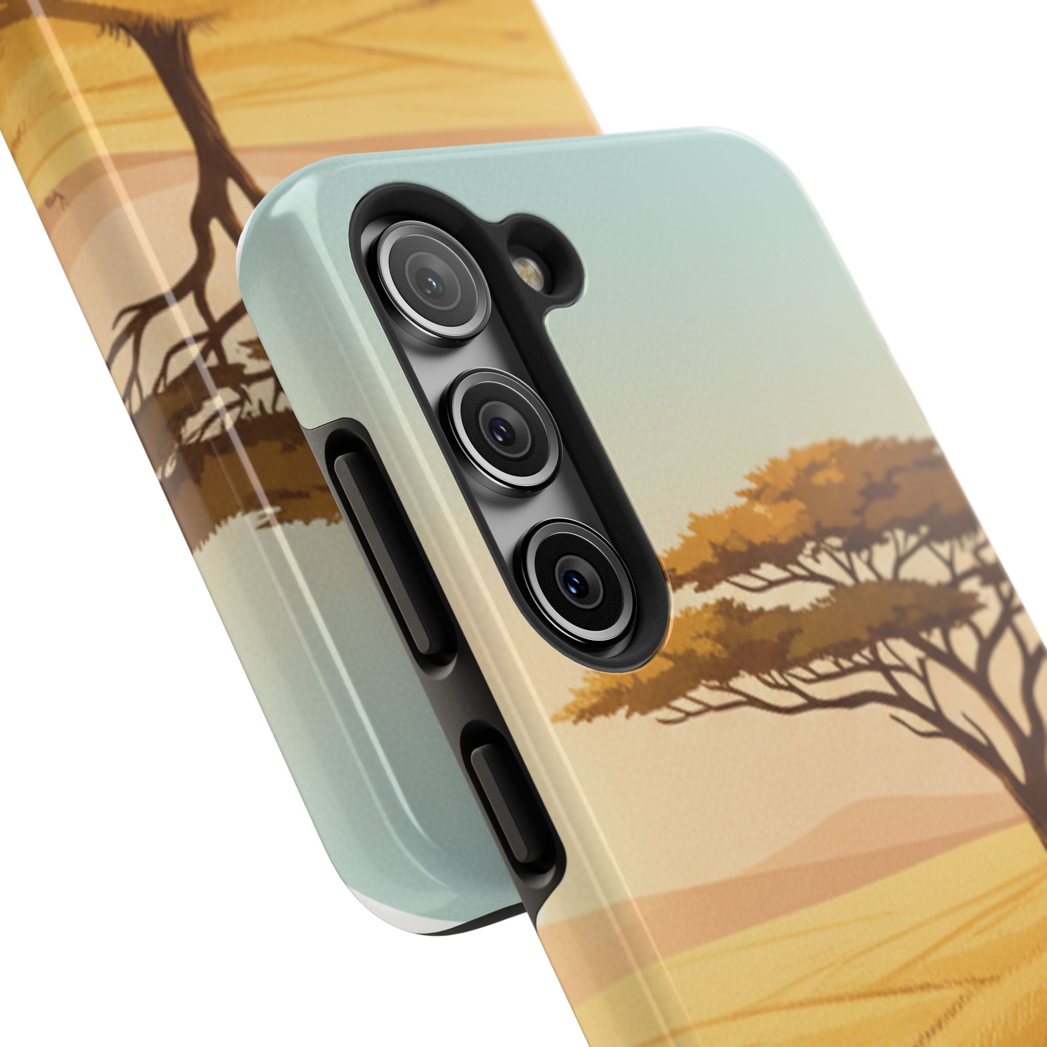Safari Sunset Tough Phone Case — African Savanna Tree Design