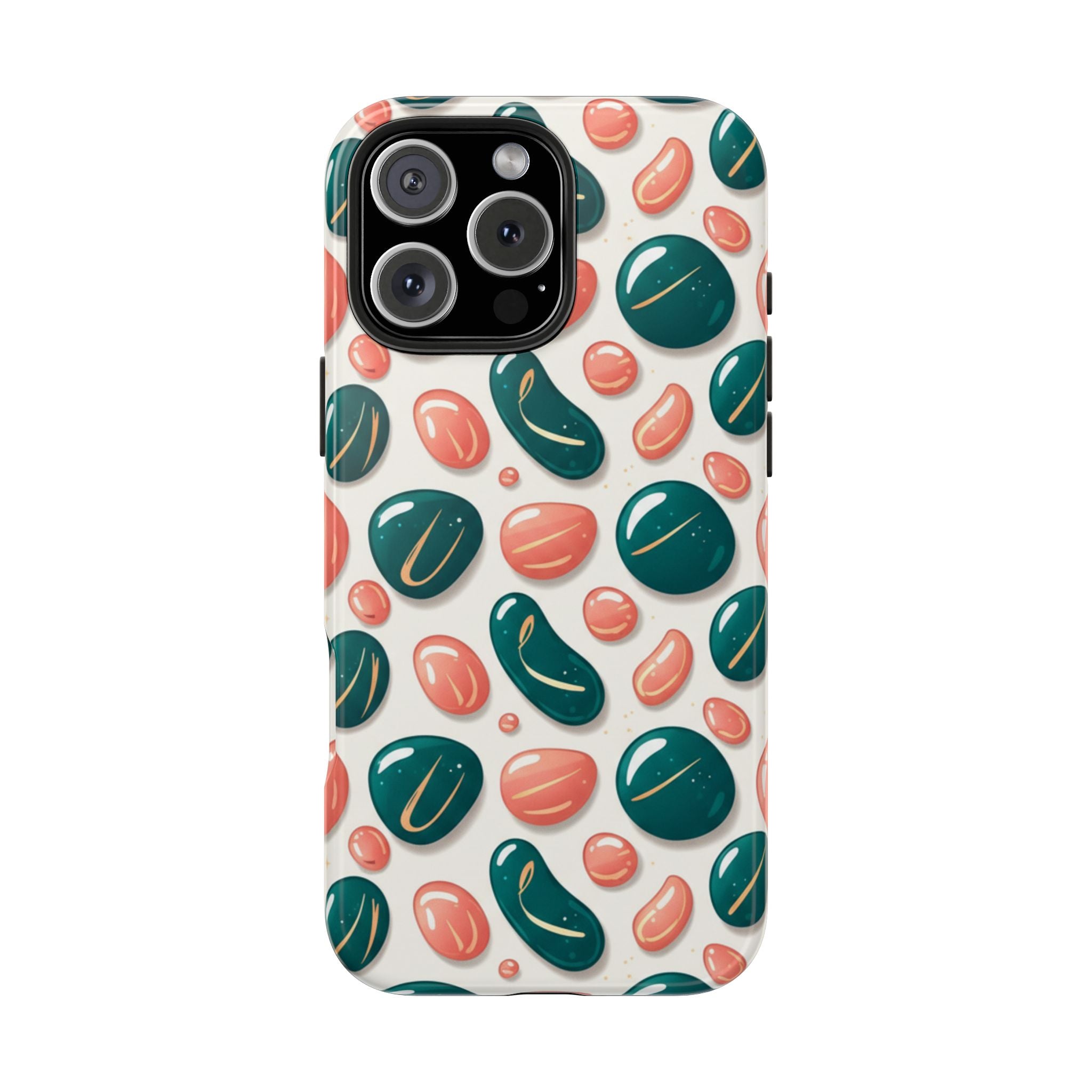 Abstract Pebble Pattern Tough Phone Case — Coral & Teal Protective Cover
