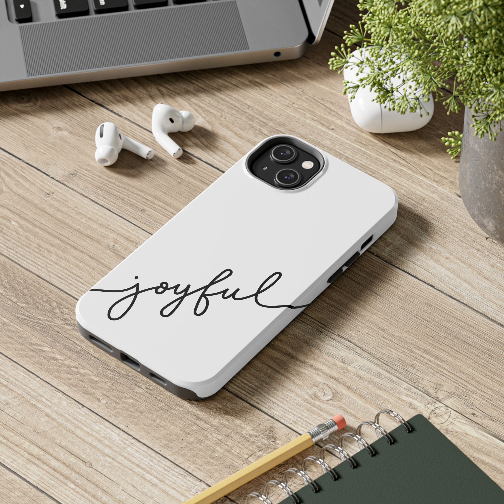 Joyful Tough Phone Case — Minimal Script Protective Phone Cover